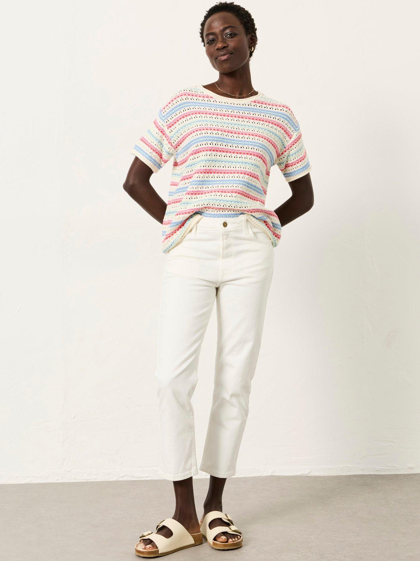 Image 3 of 6 of FatFace Whitby Capri Jeans - White