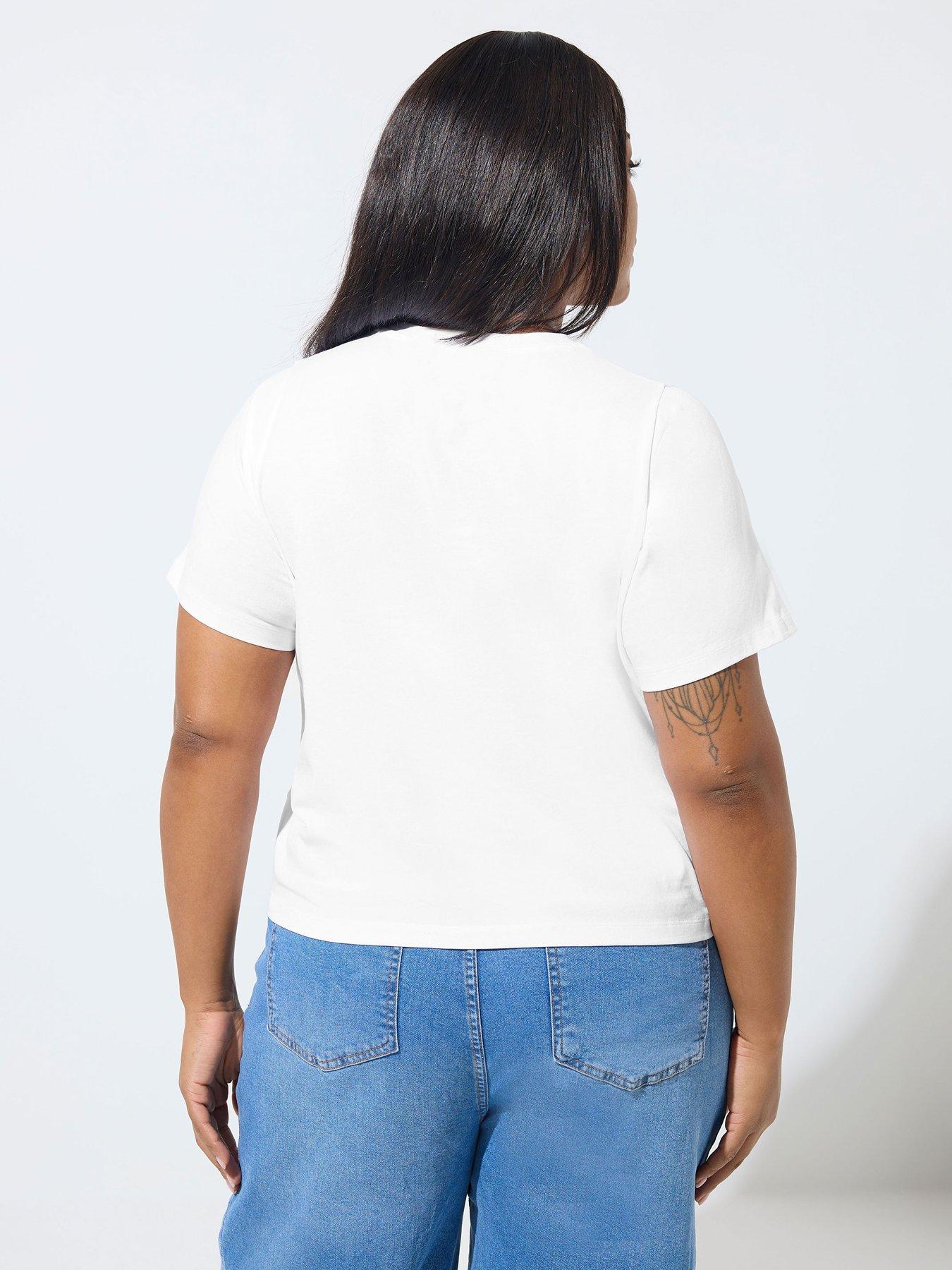 Image 2 of 5 of Yours Curve Stretch T-Shirt - White