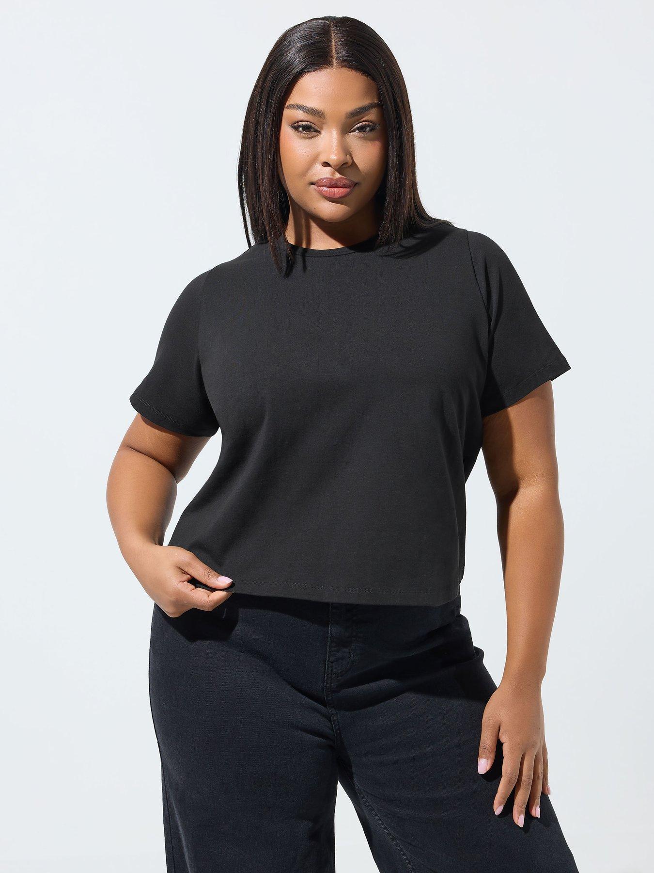 Yours Curve Stretch T-Shirt - Black