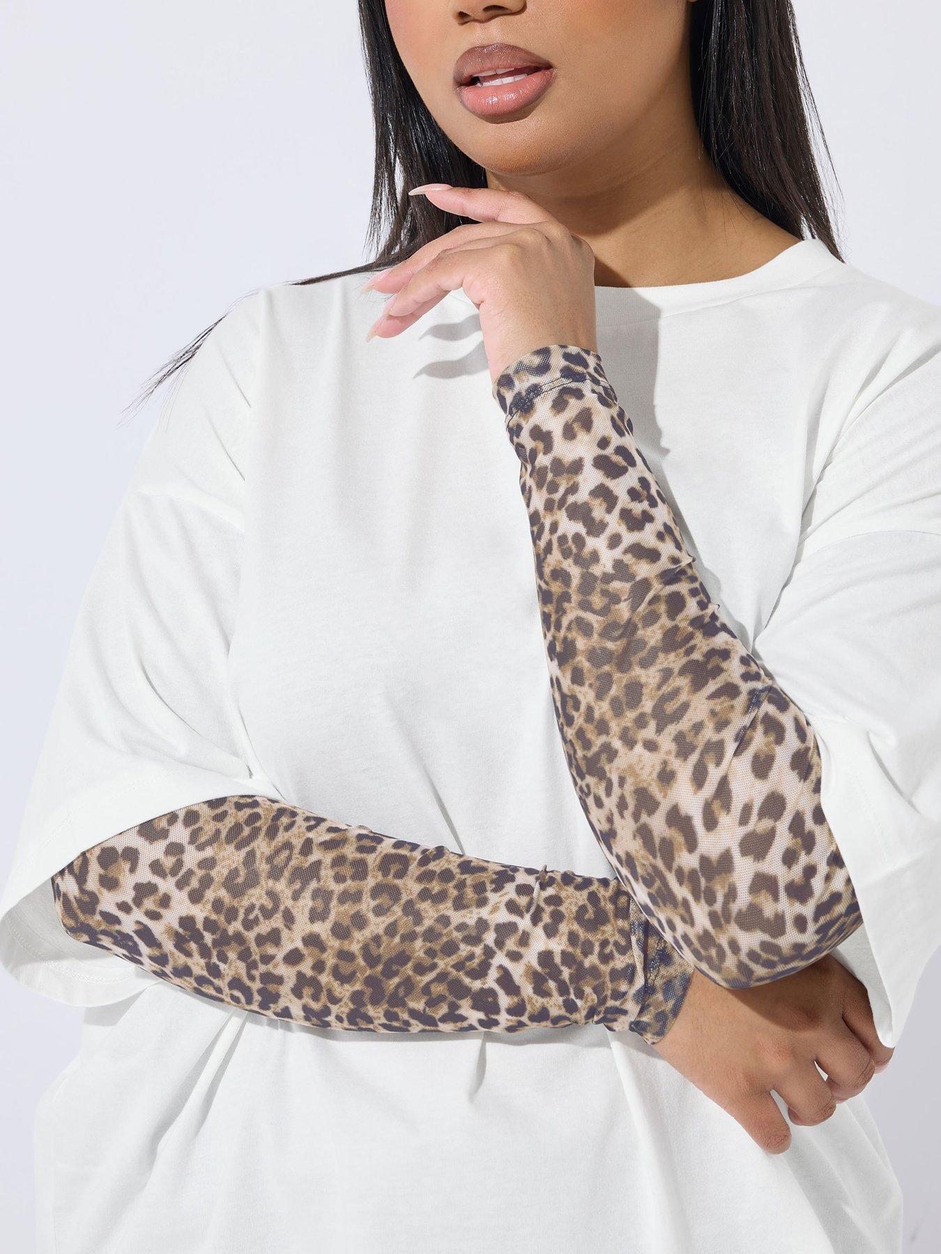  image of yours-curve-mesh-insert-leopard-t-shirt-white