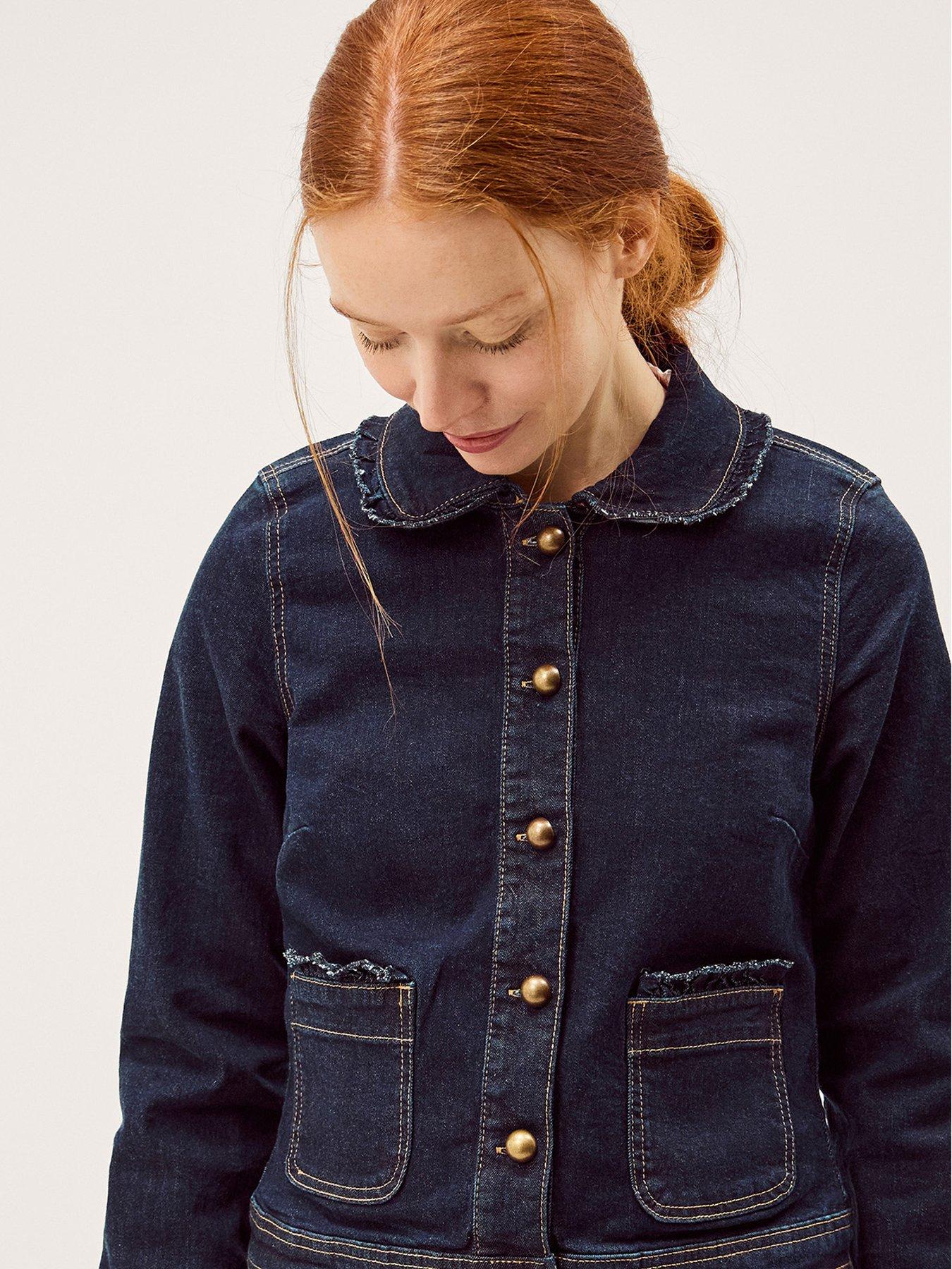 Monsoon Sadie Frill Denim Jacket - Blue