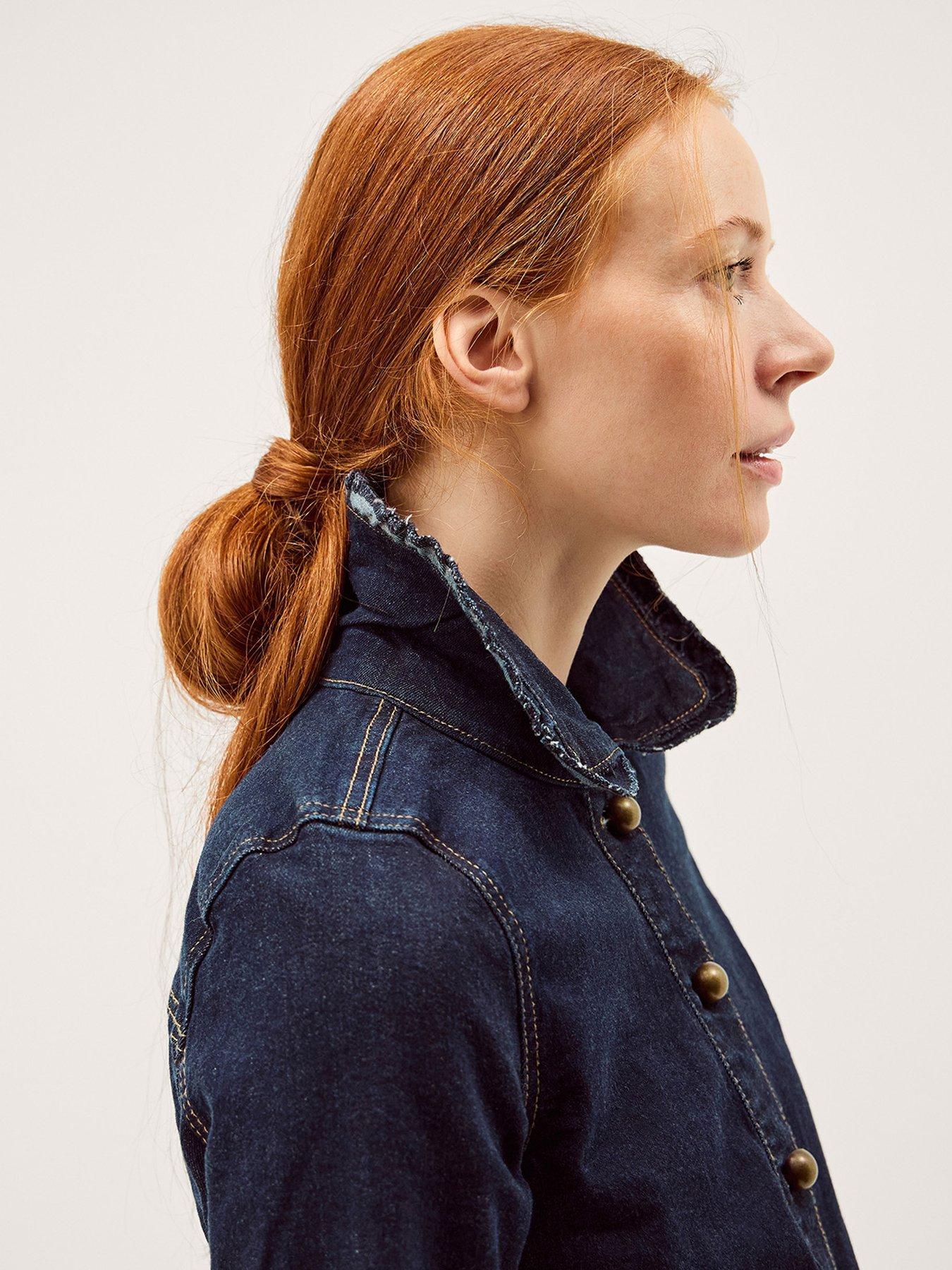 Image 4 of 5 of Monsoon Sadie Frill Denim Jacket - Blue