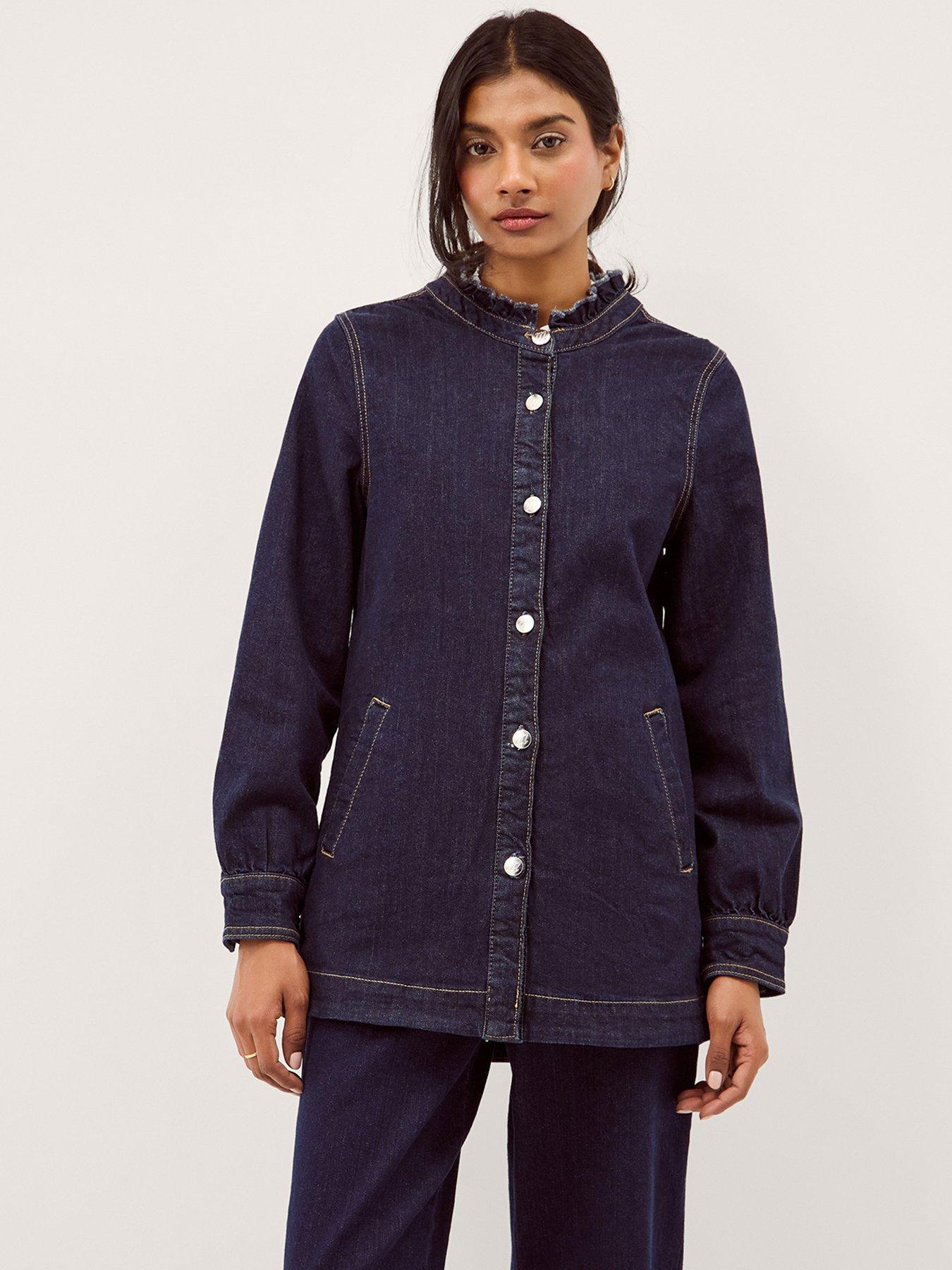 Monsoon Louisa Longline Denim Jacket - Blue