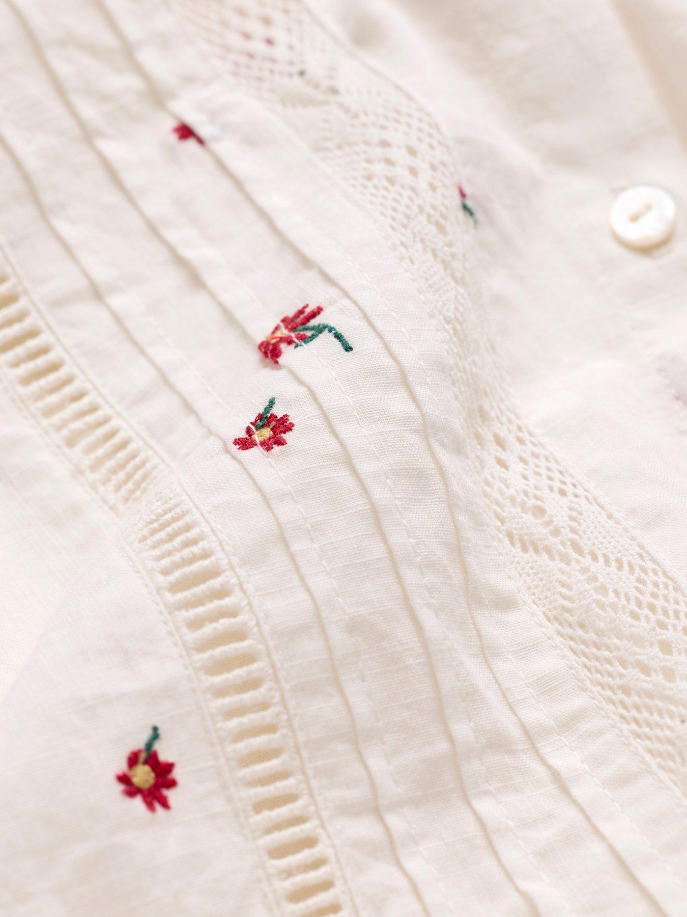 Image 7 of 7 of FatFace Jane Embroidered Overshirt - Ivory