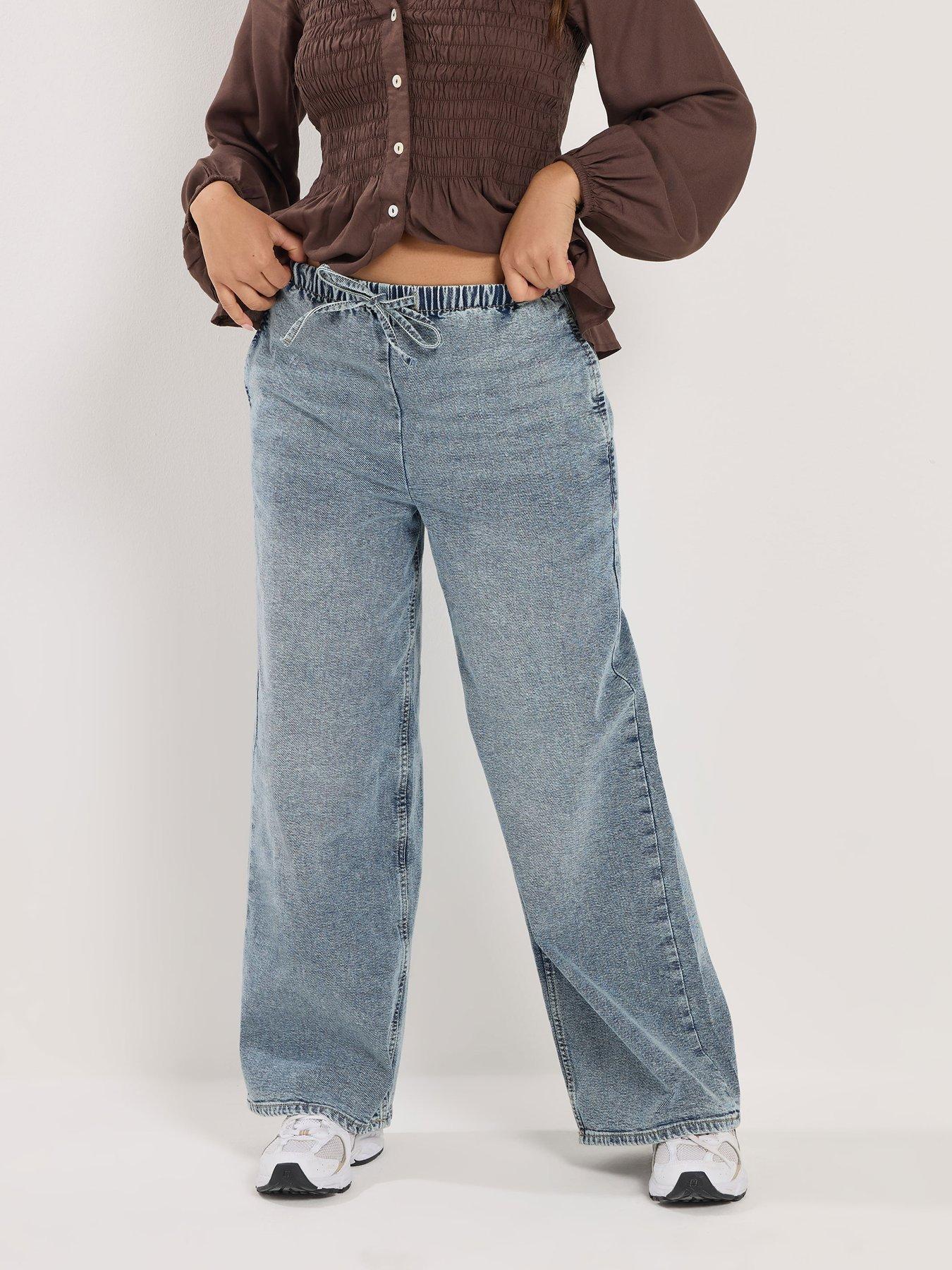 front image of pixiegirl-petite-pull-on-wide-leg-jean