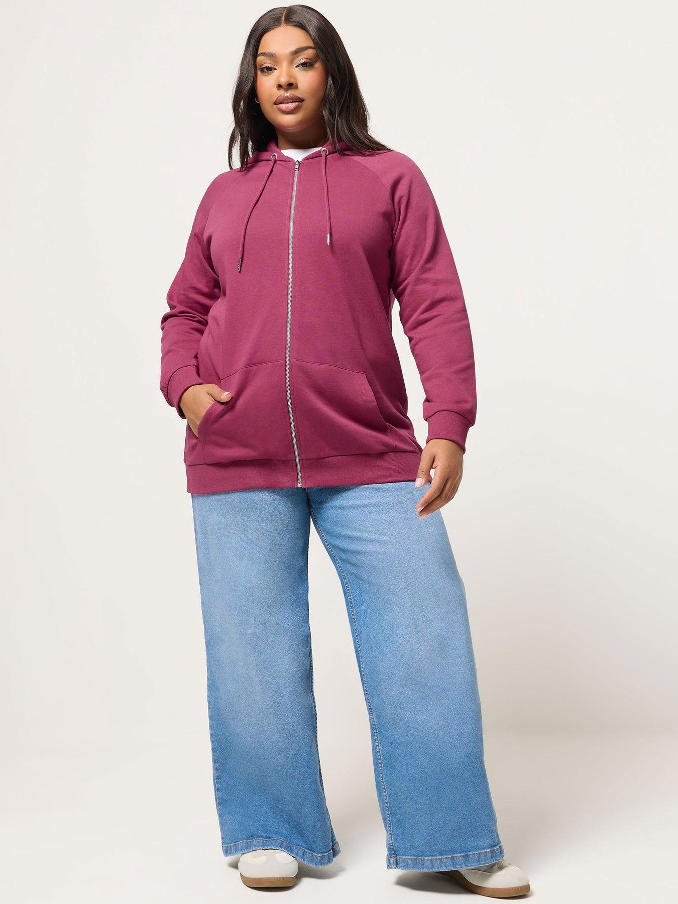 Image 3 of 5 of Yours Curve Zip Through Hoodie - Red