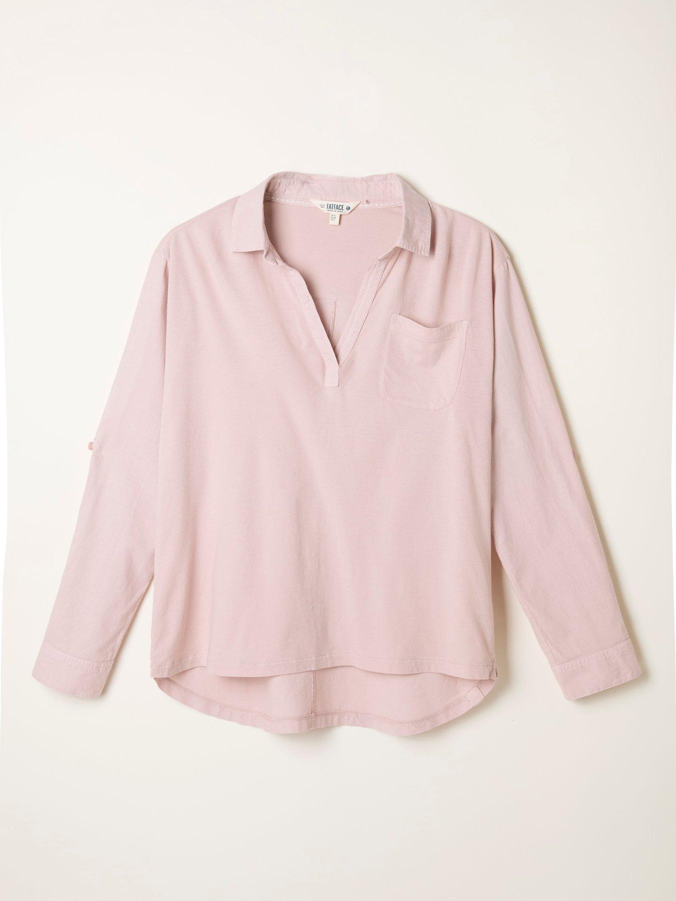 Image 5 of 5 of FatFace Paige Woven Jersey - Mid Pink