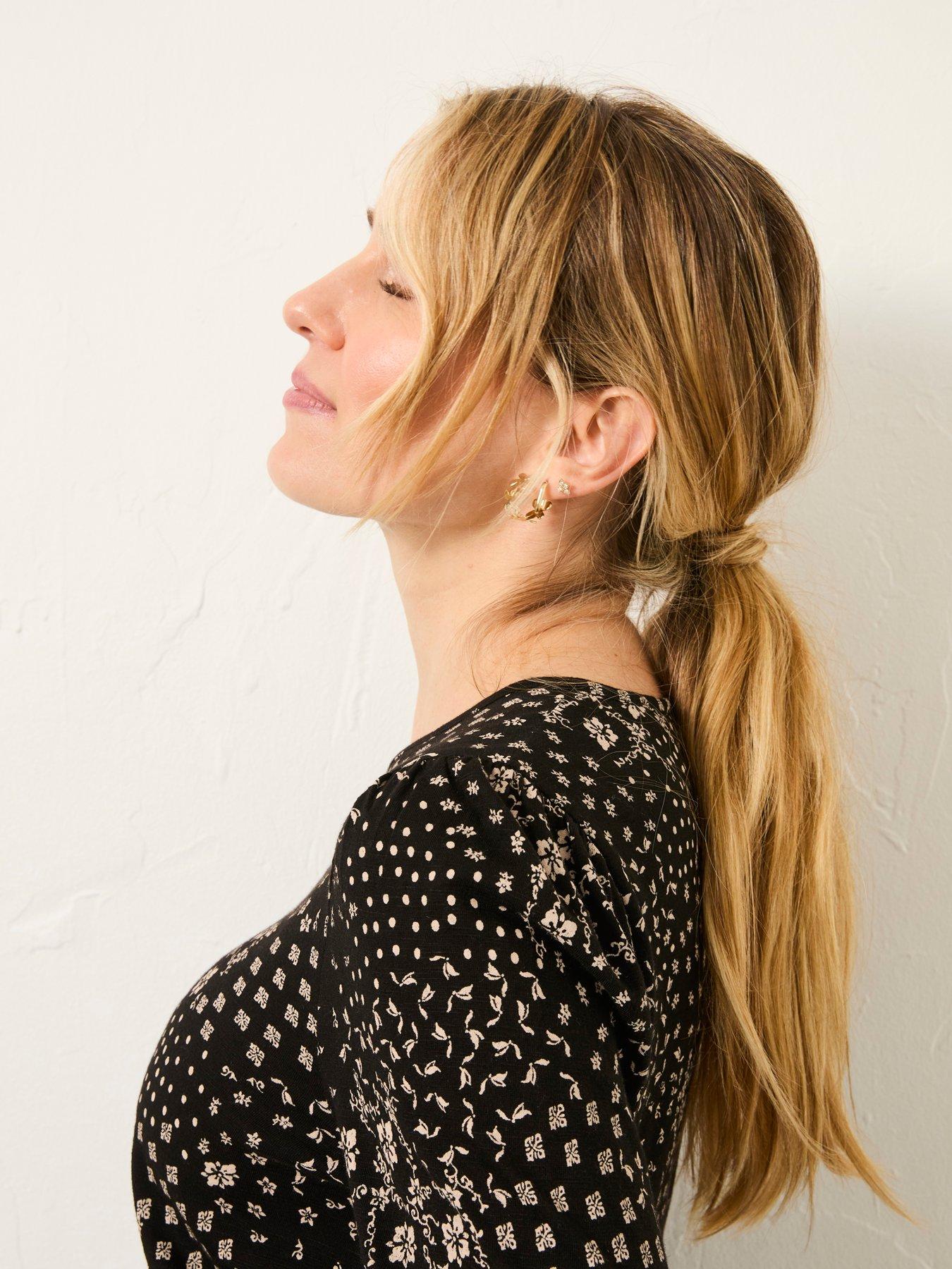  image of fatface-ria-mono-patchwork-top-black