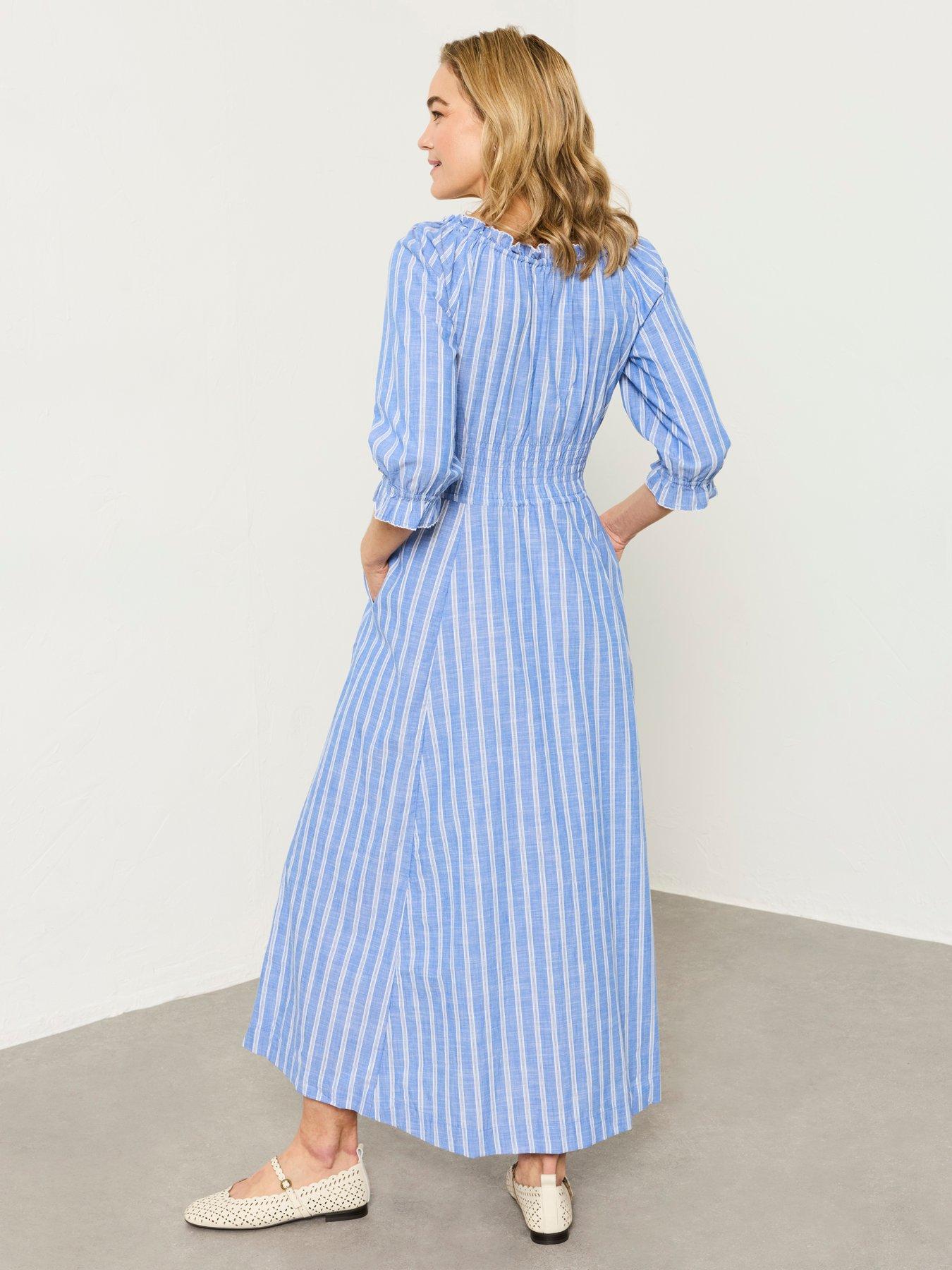 image of fatface-camille-stripe-midi-blue