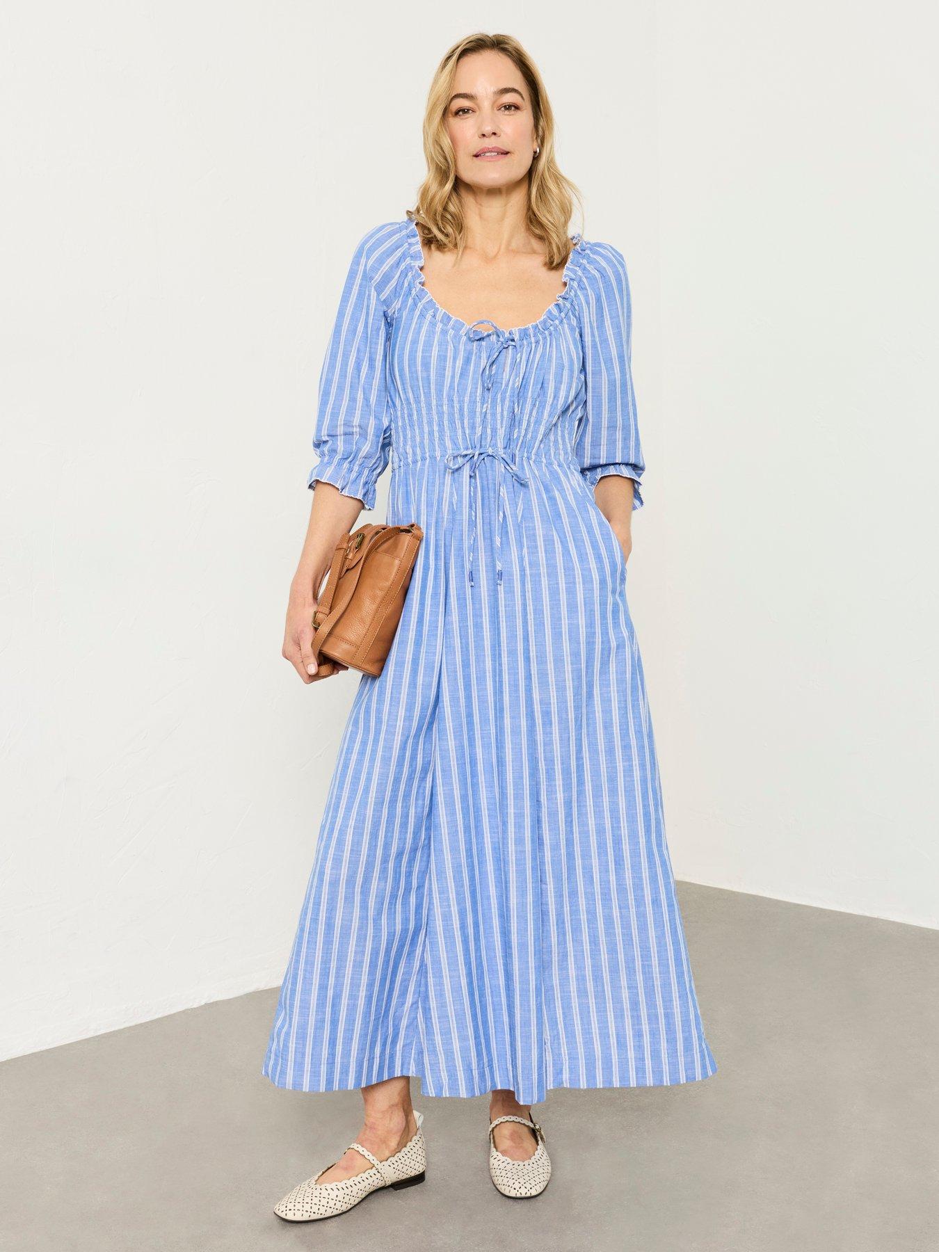  image of fatface-camille-stripe-midi-blue