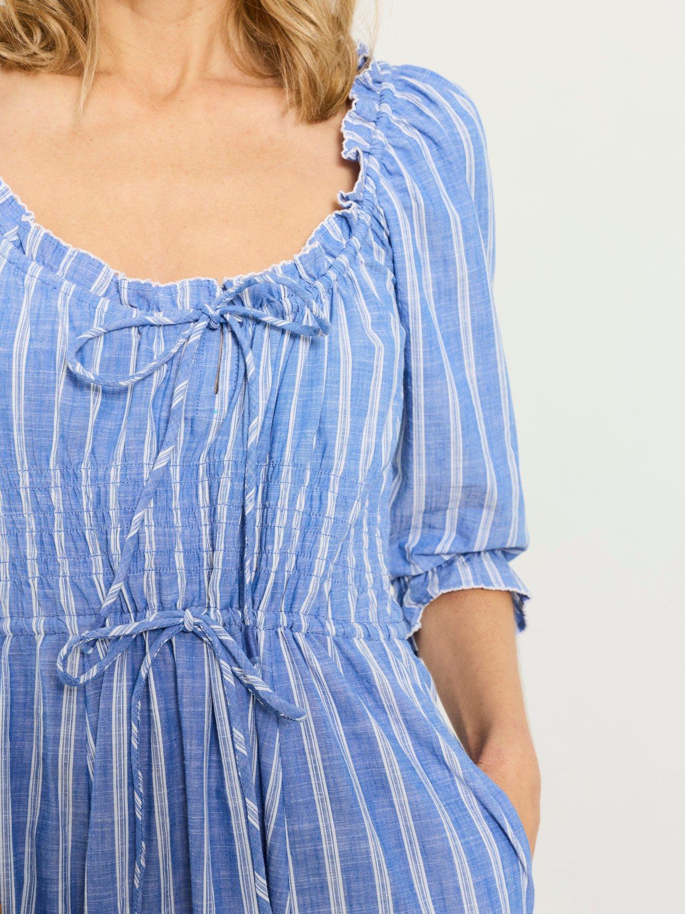  image of fatface-camille-stripe-midi-blue