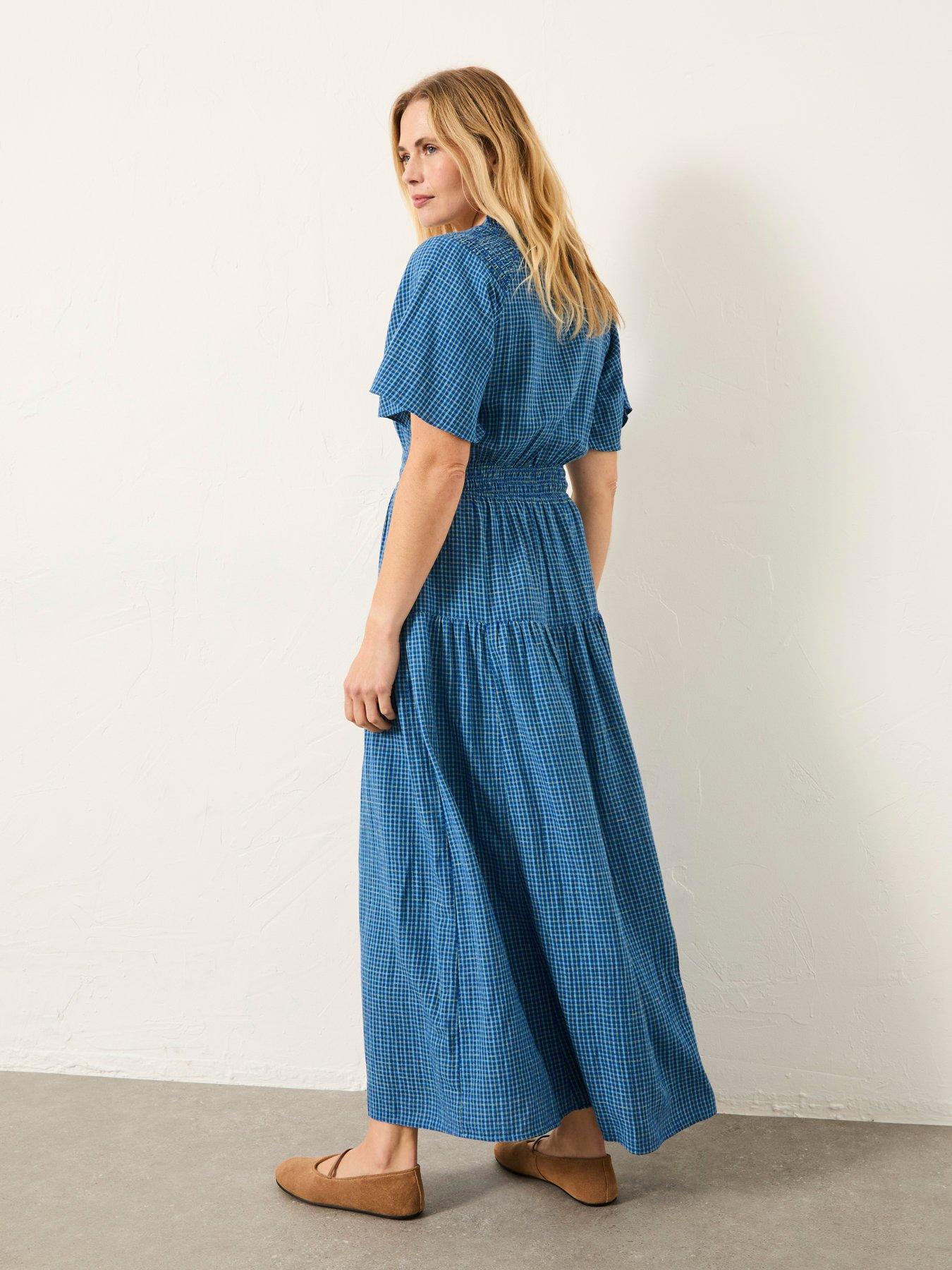  image of fatface-rowen-check-midi-blue