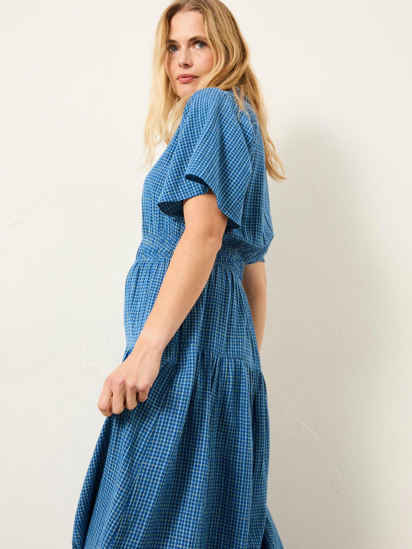  image of fatface-rowen-check-midi-blue