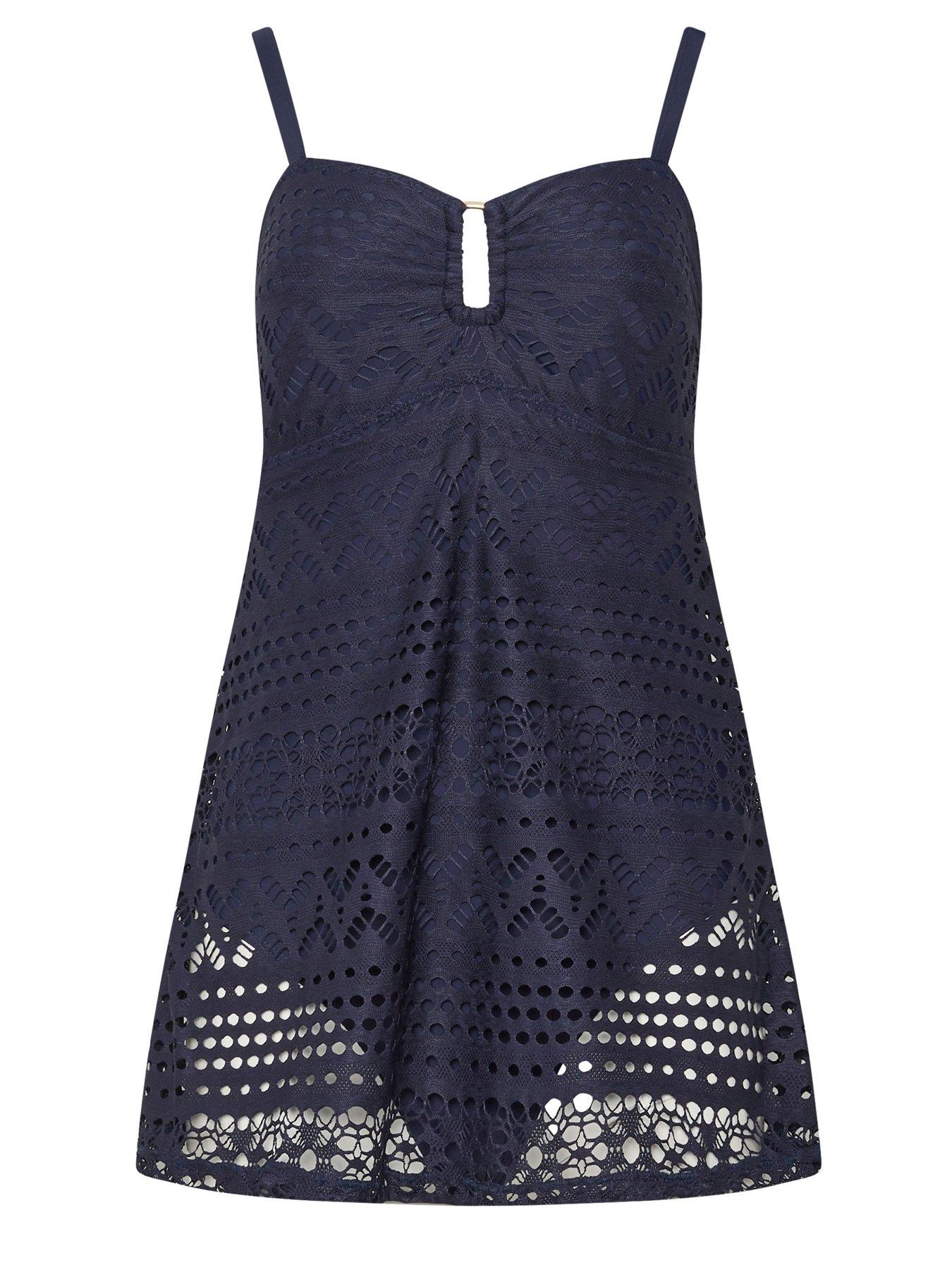 Image 5 of 5 of Long Tall Sally Crochet Skirted Swimsuit - Blue
