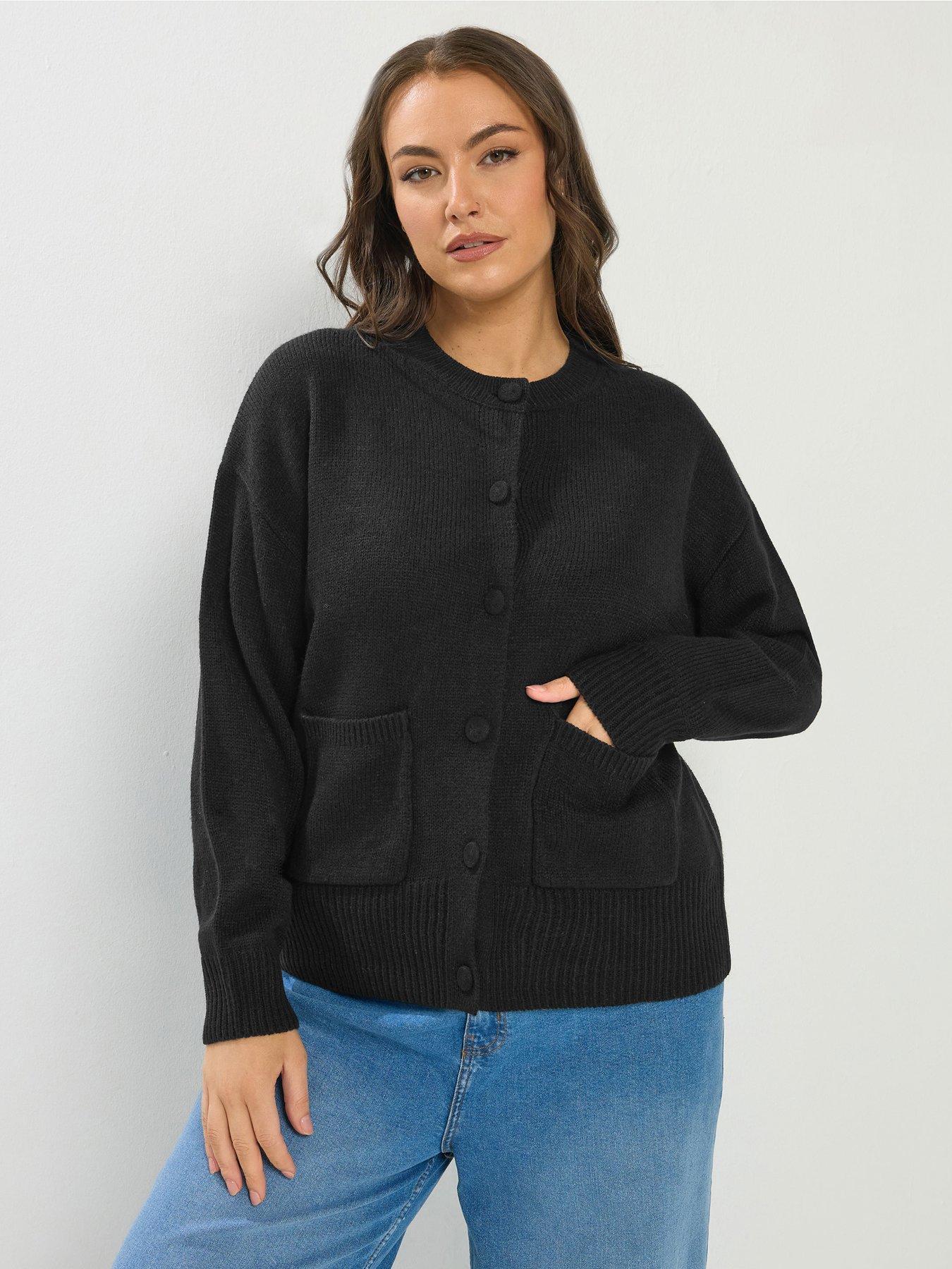 image of yours-curve-button-through-bomber-cardigan-black