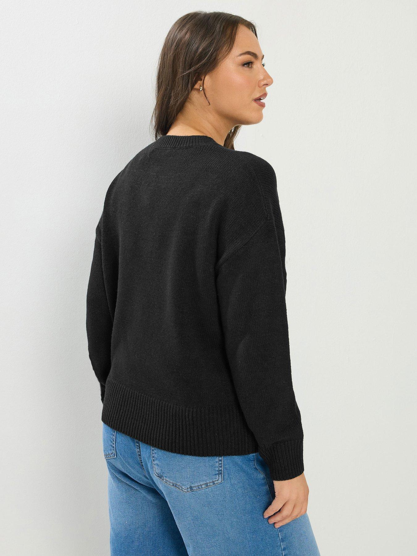  image of yours-curve-button-through-bomber-cardigan-black