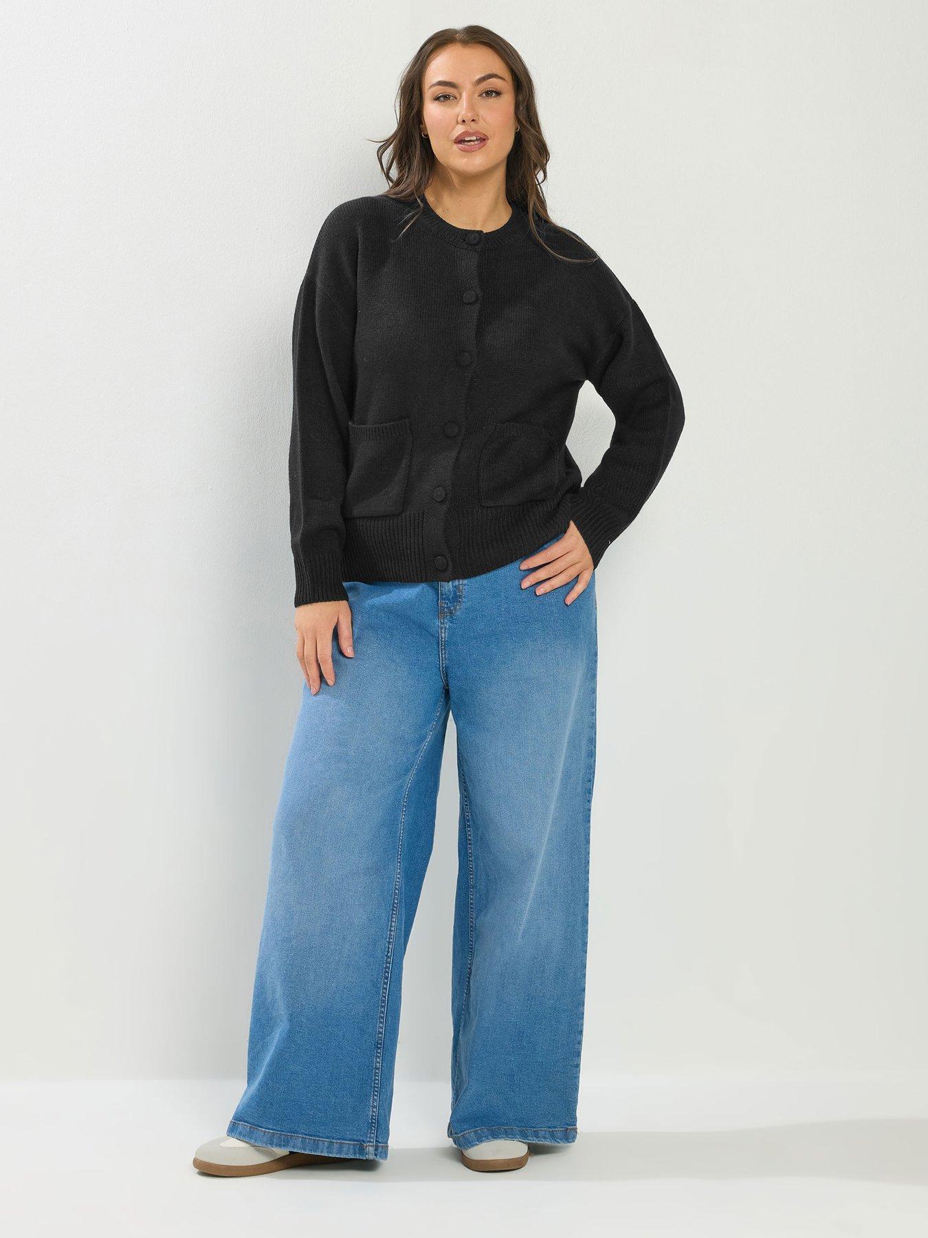  image of yours-curve-button-through-bomber-cardigan-black