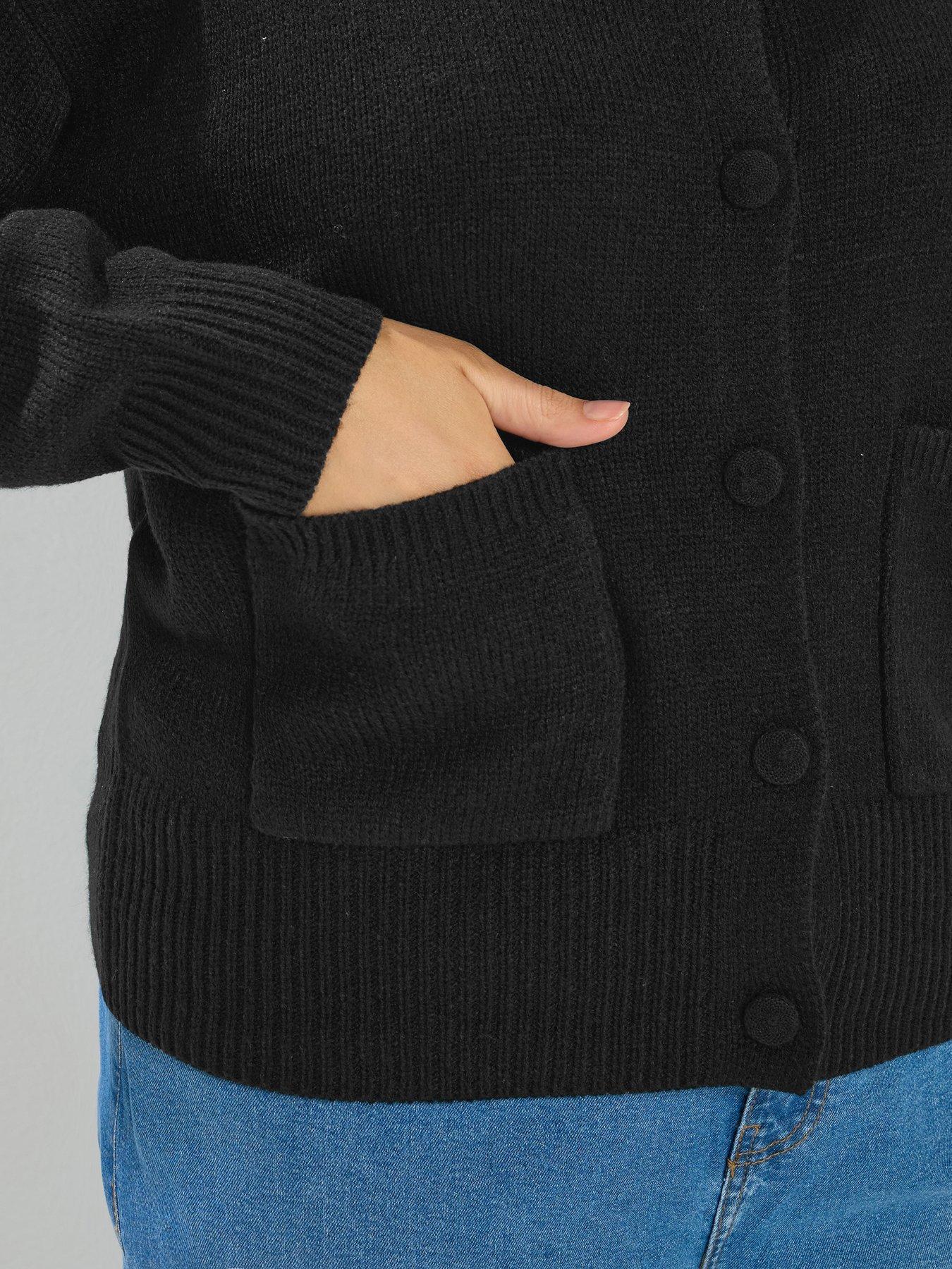  image of yours-curve-button-through-bomber-cardigan-black