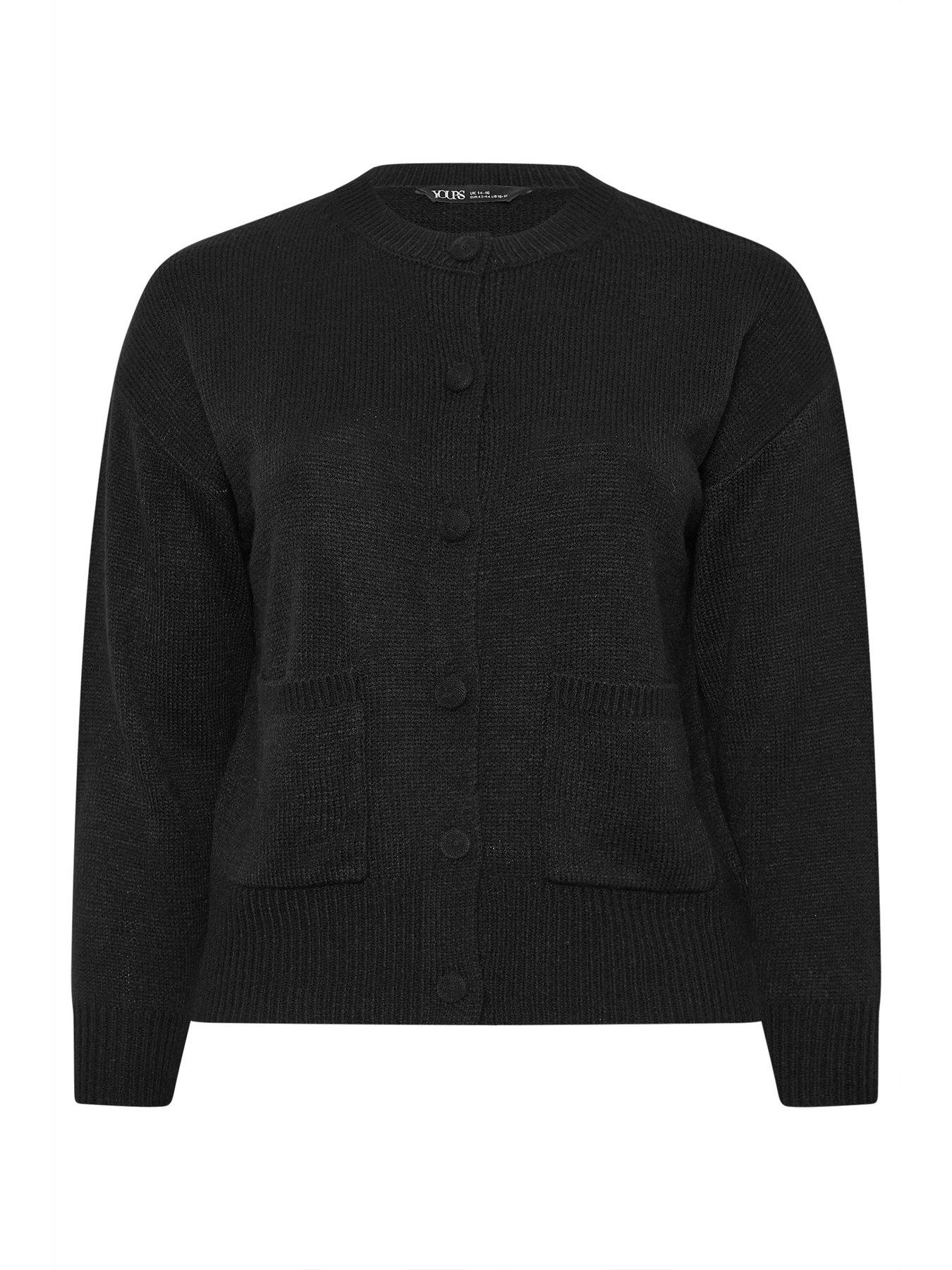 image of yours-curve-button-through-bomber-cardigan-black