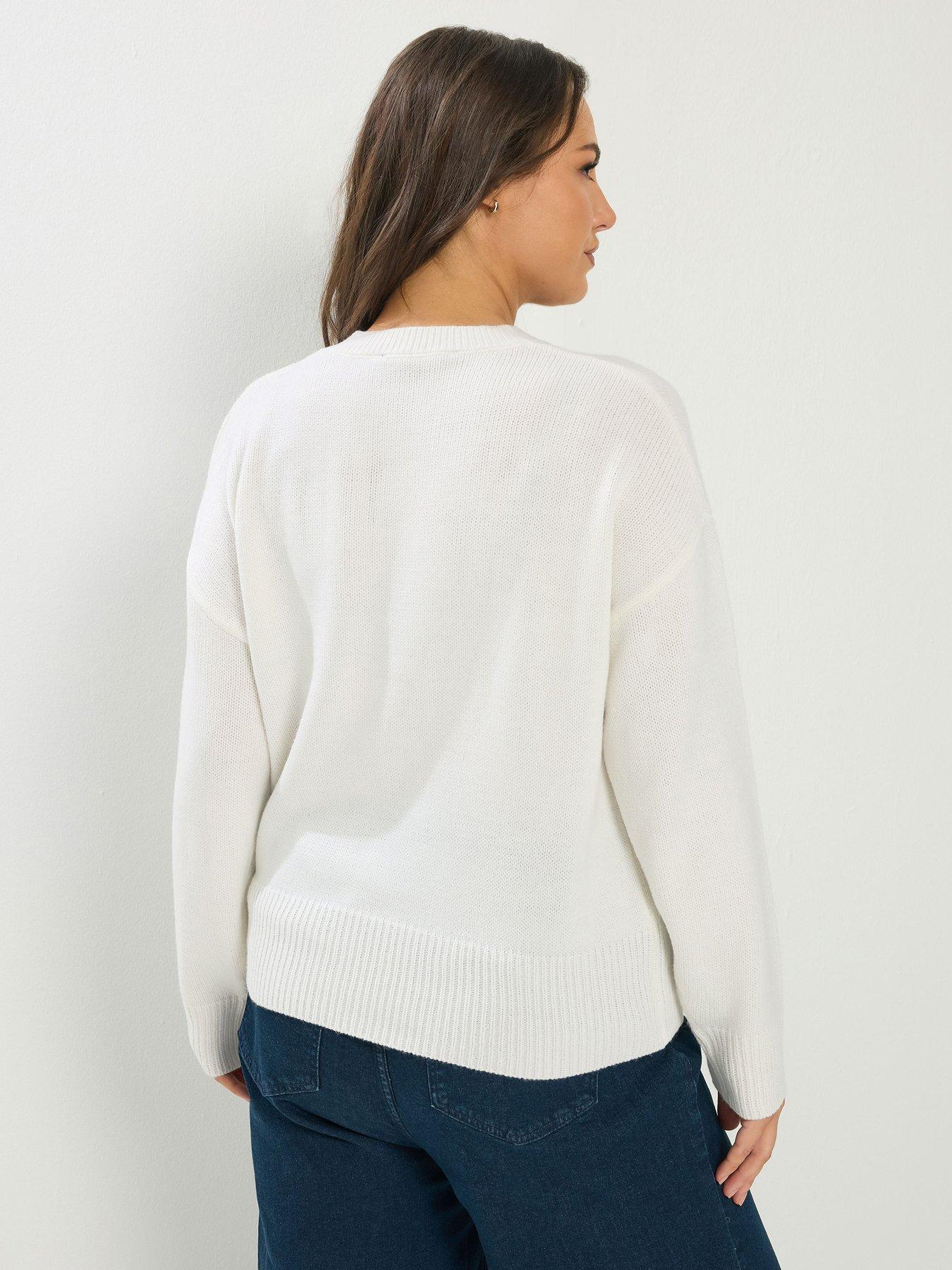 Image 2 of 5 of Yours Curve Button Through Bomber Cardigan - Cream