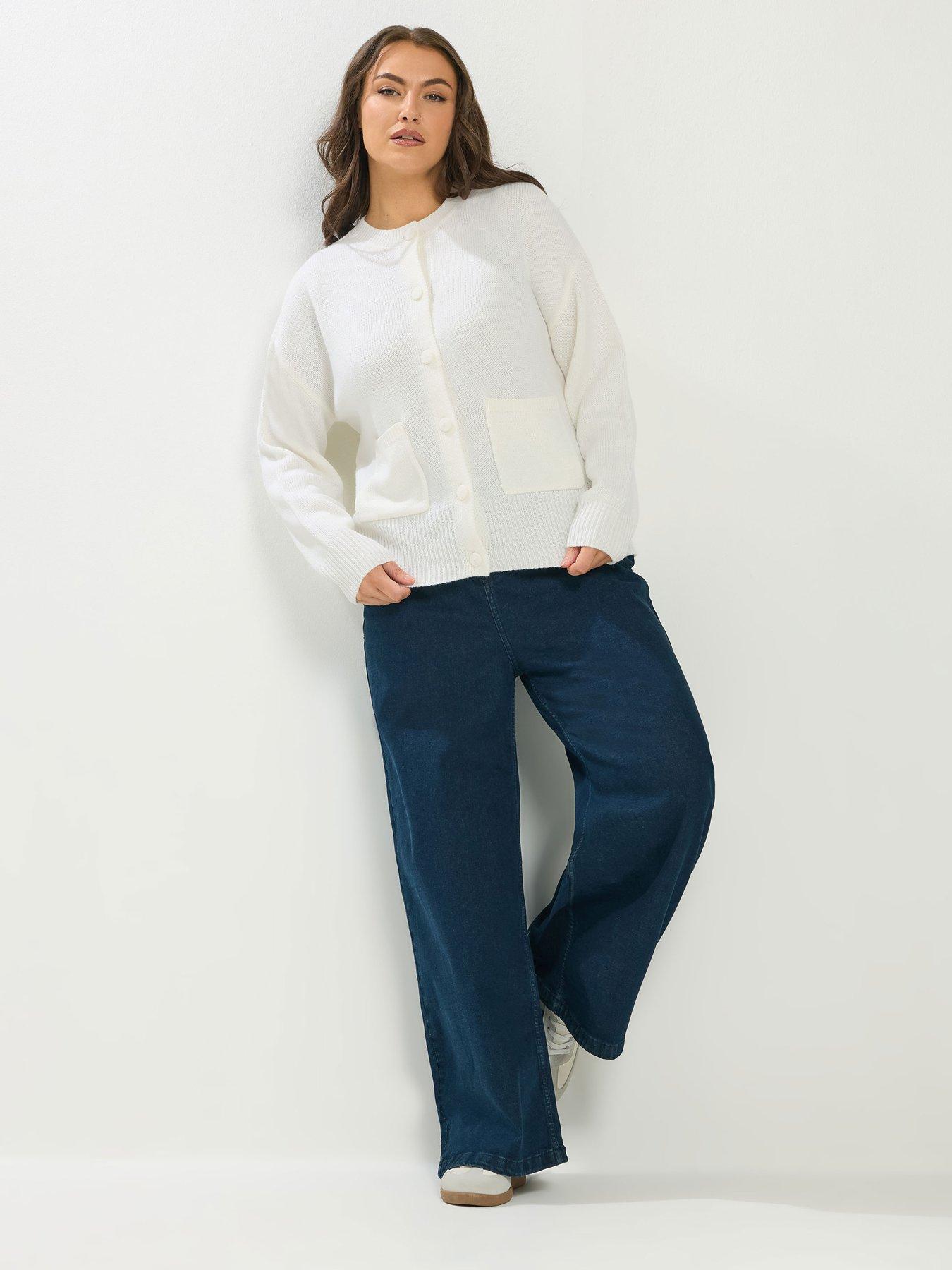 Image 3 of 5 of Yours Curve Button Through Bomber Cardigan - Cream