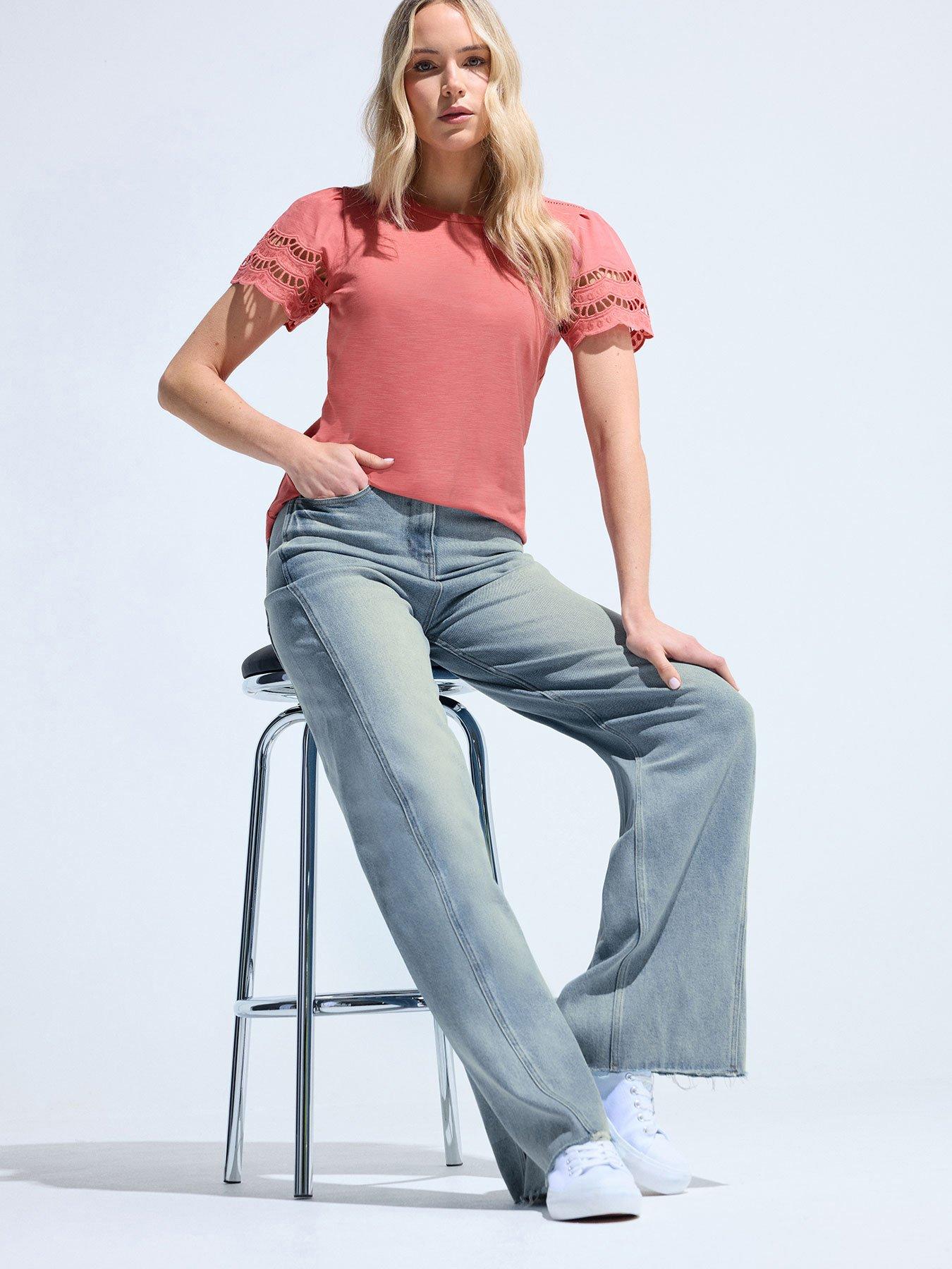 Image 1 of 6 of Long Tall Sally Twist Seam Wide Leg Jean 36" - Blue