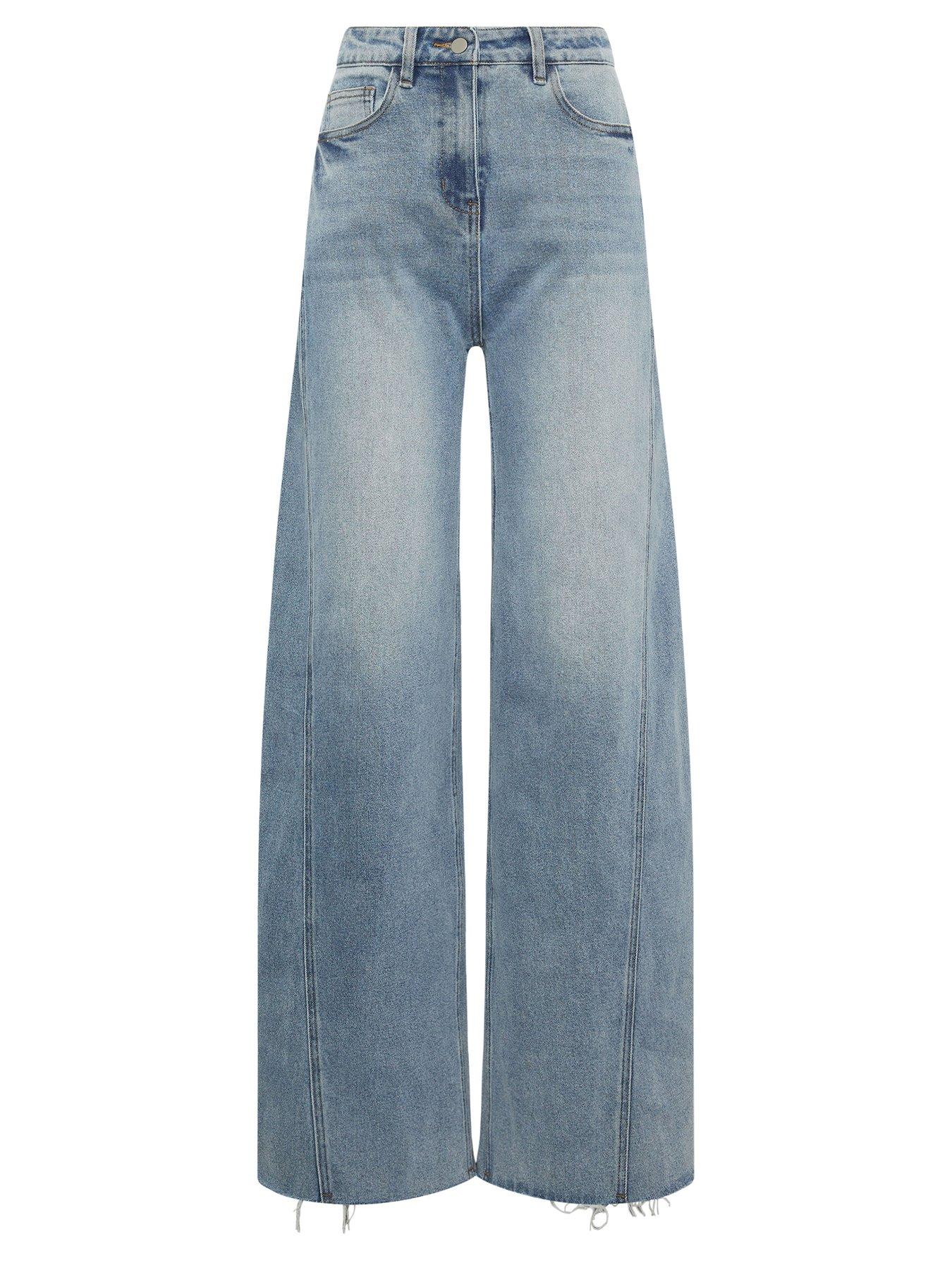 Image 6 of 6 of Long Tall Sally Twist Seam Wide Leg Jean 36" - Blue