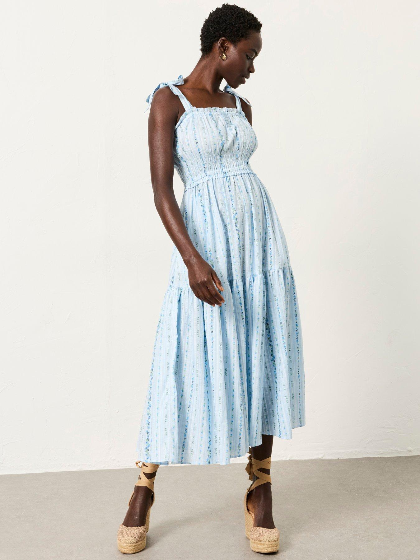  image of fatface-martha-stripe-midi-blue