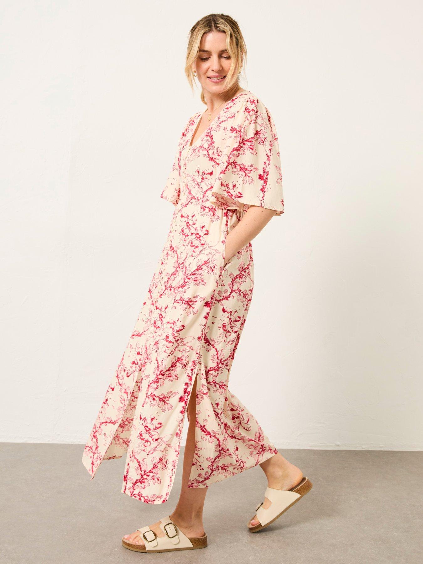  image of fatface-solene-bloom-midi-dress-ivory