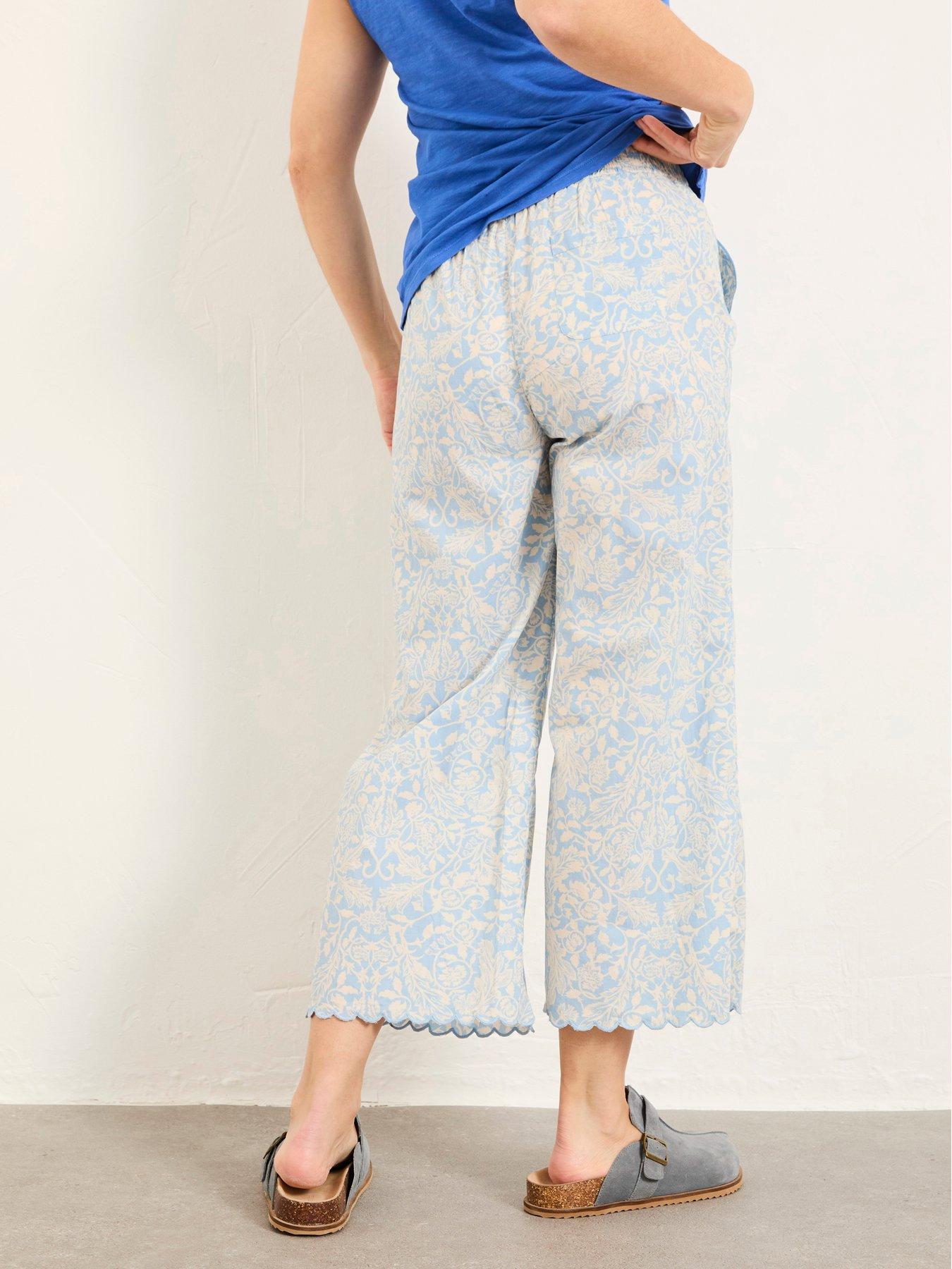 Image 2 of 5 of FatFace Lola Cropped Floral Pyjama Pants - Blue