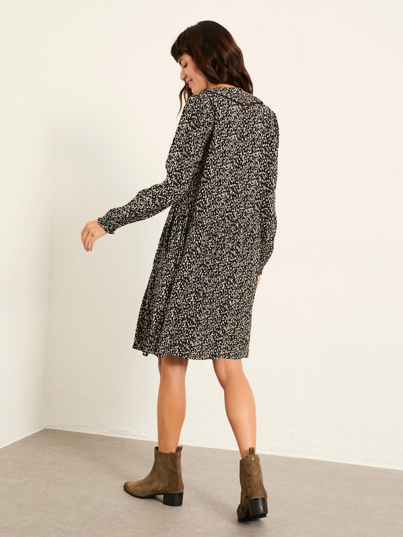  image of fatface-inez-mono-texture-dress-black