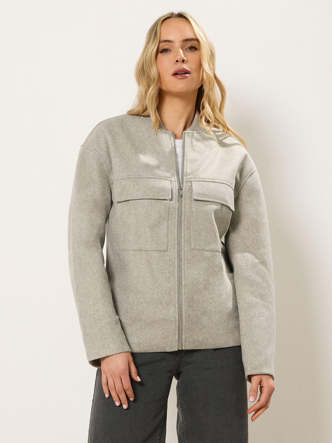  image of long-tall-sally-cosy-brushed-bomber-jacket-cream