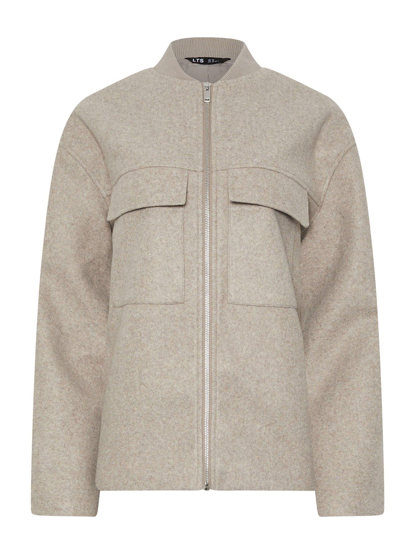  image of long-tall-sally-cosy-brushed-bomber-jacket-cream