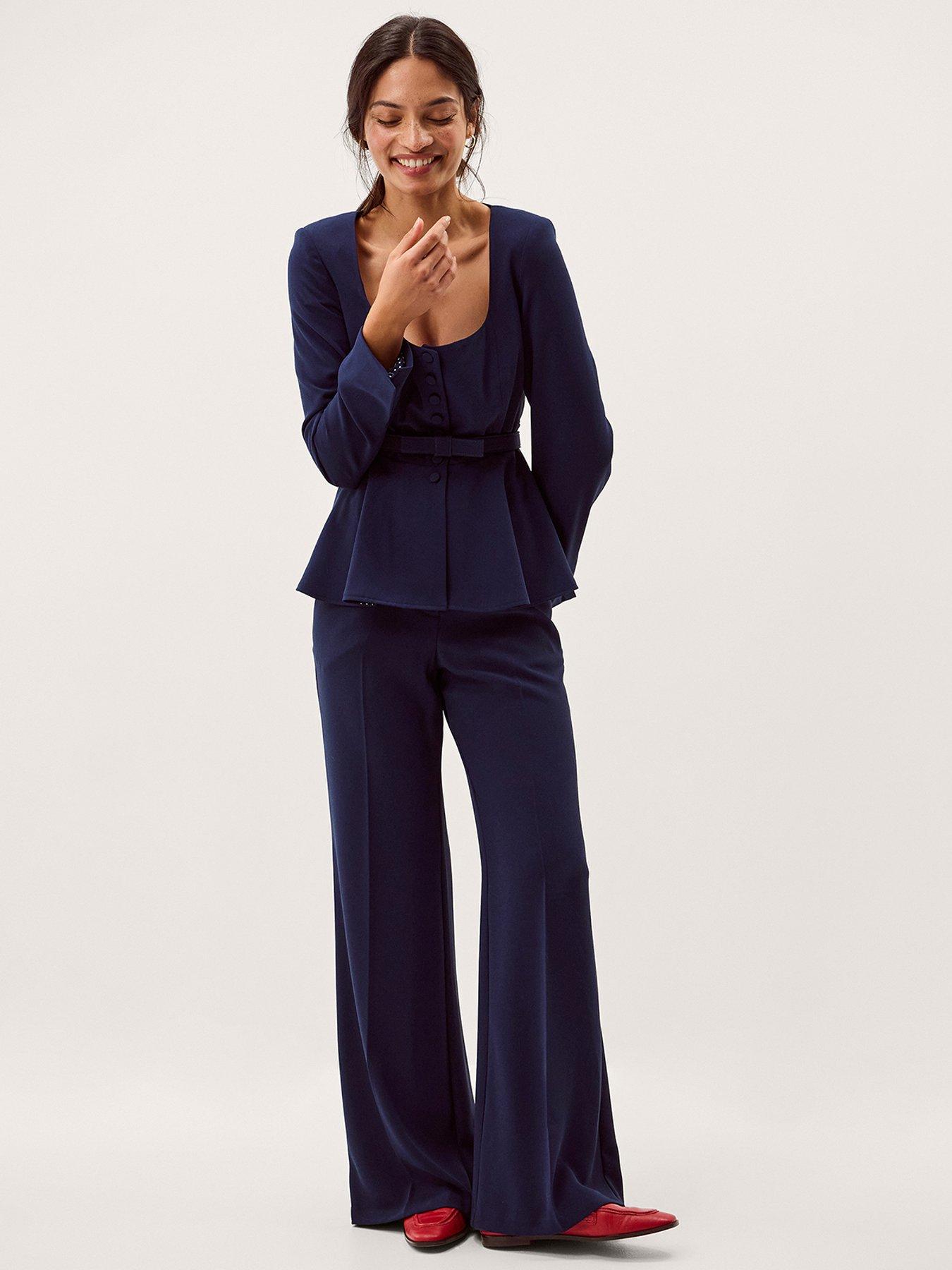  image of monsoon-erin-flared-trousers-navy
