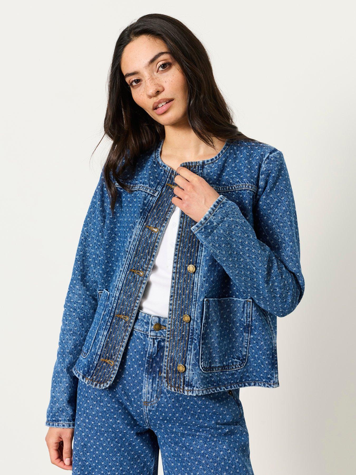 Image 1 of 6 of FatFace Maeve Denim Jacket - Blue