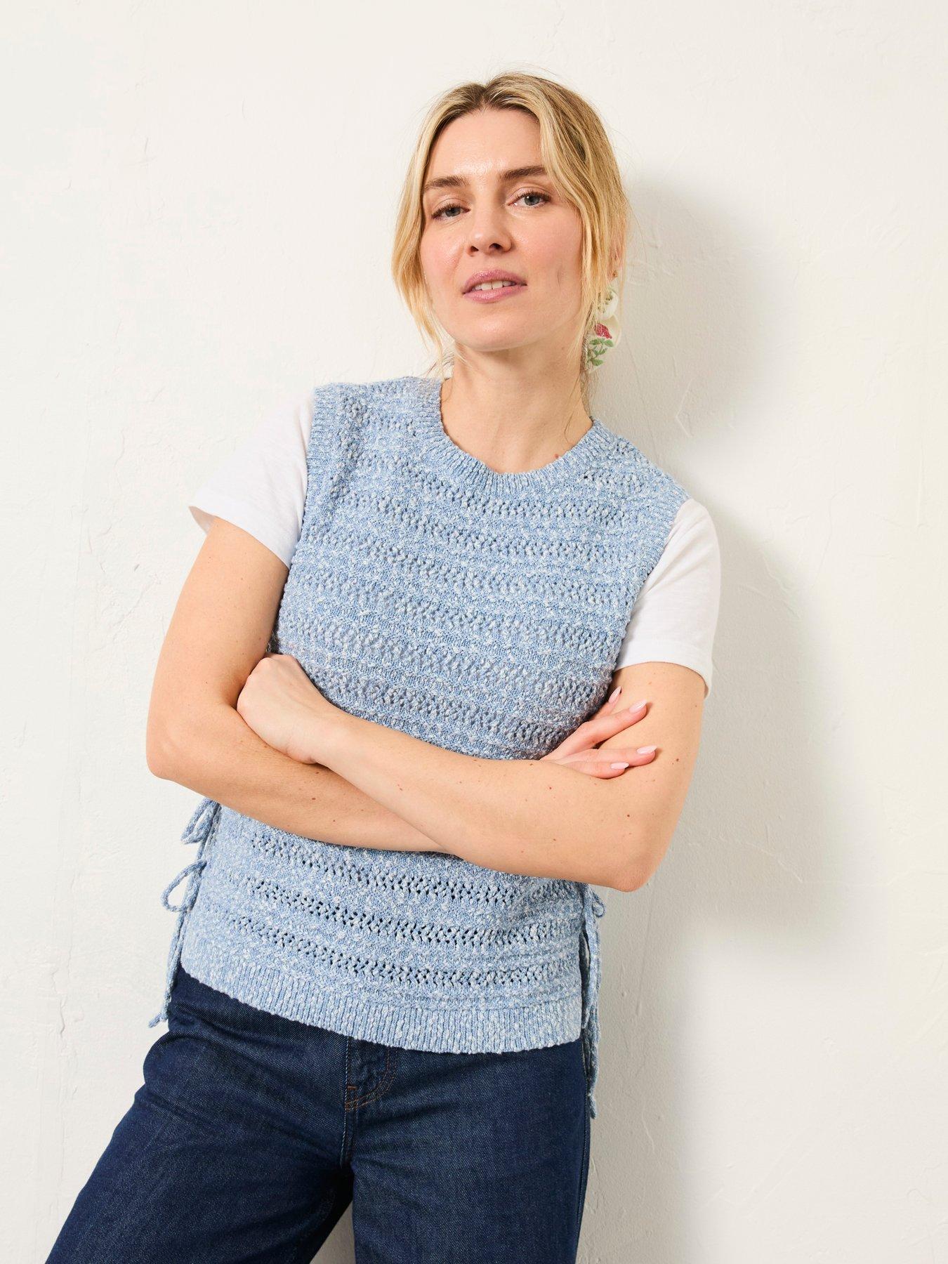 Image 5 of 6 of FatFace Willa Knitted Tank - Chambray Blue