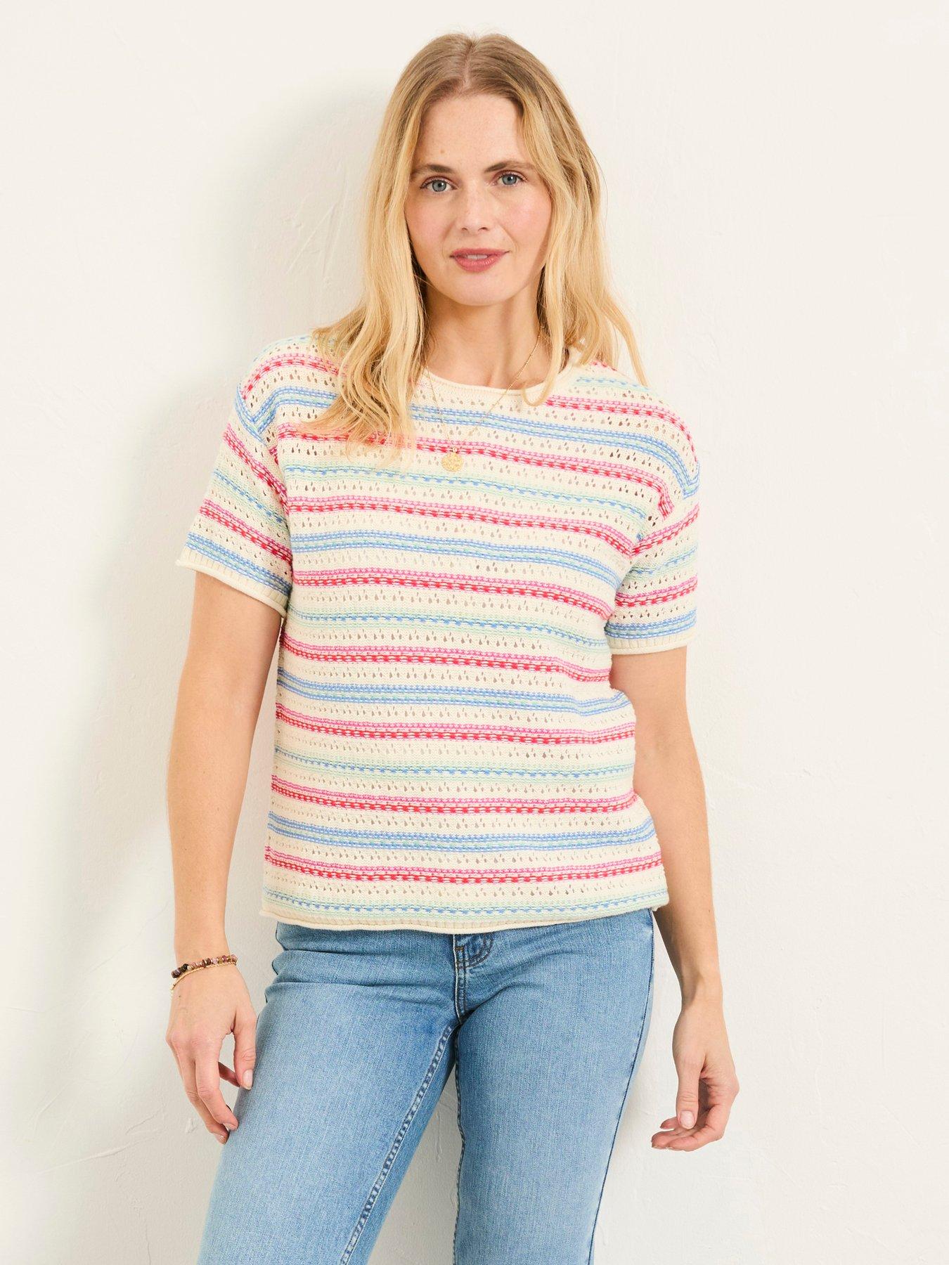 FatFace Flora Stripe Top - Ivory