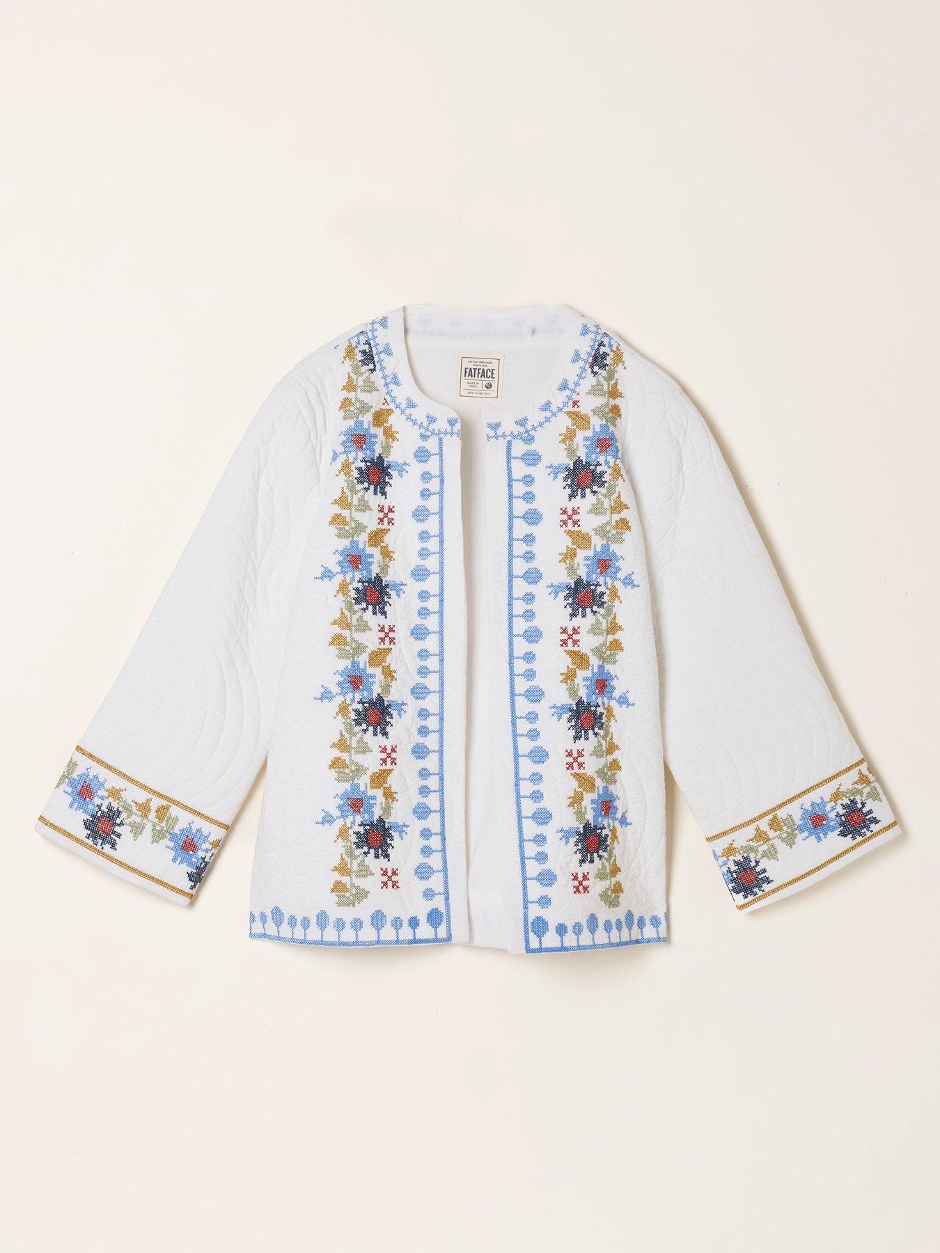 Image 6 of 6 of FatFace Embroidered Jacket - White