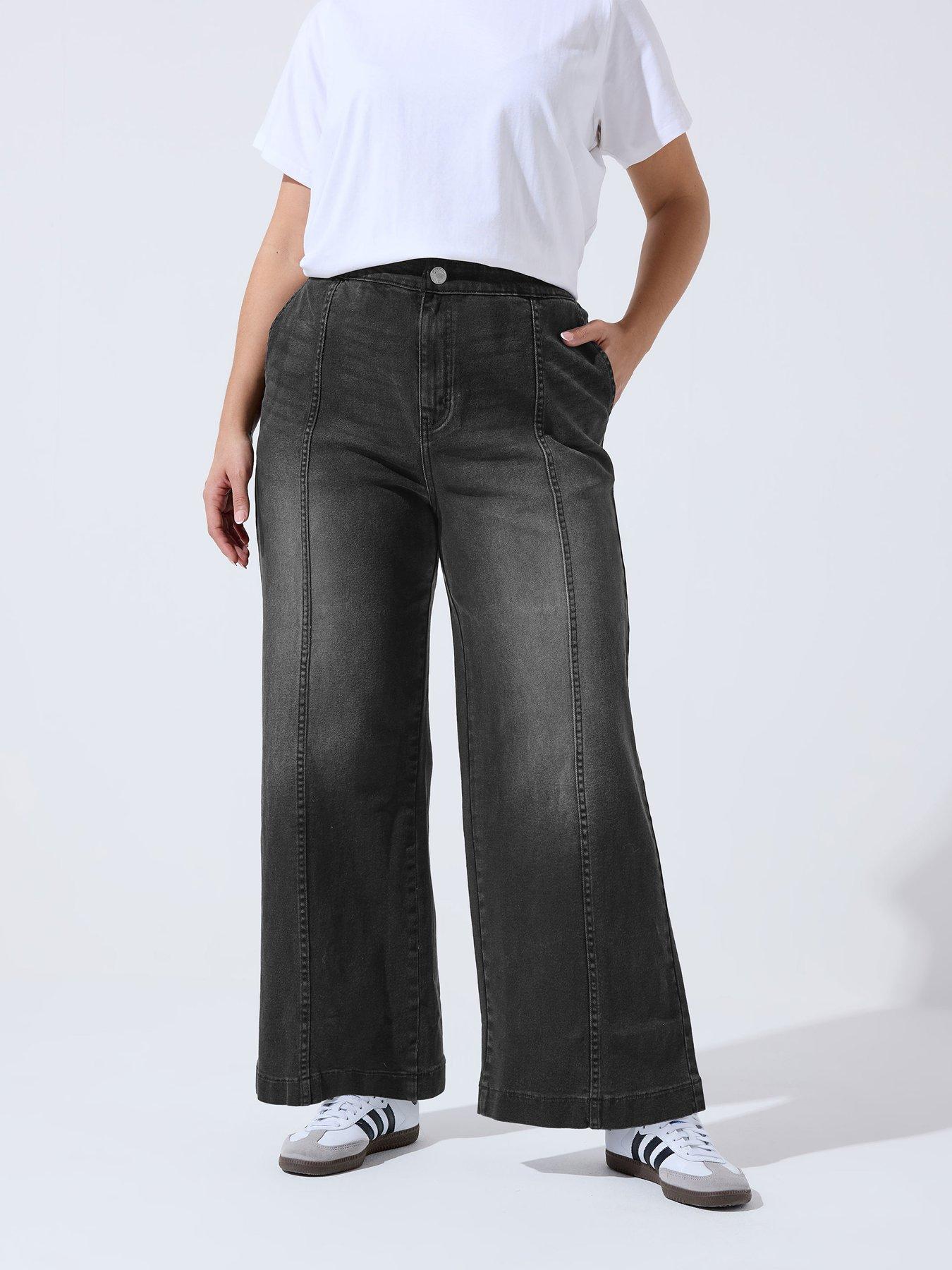Yours Curve Seam Detail Jeans - Black