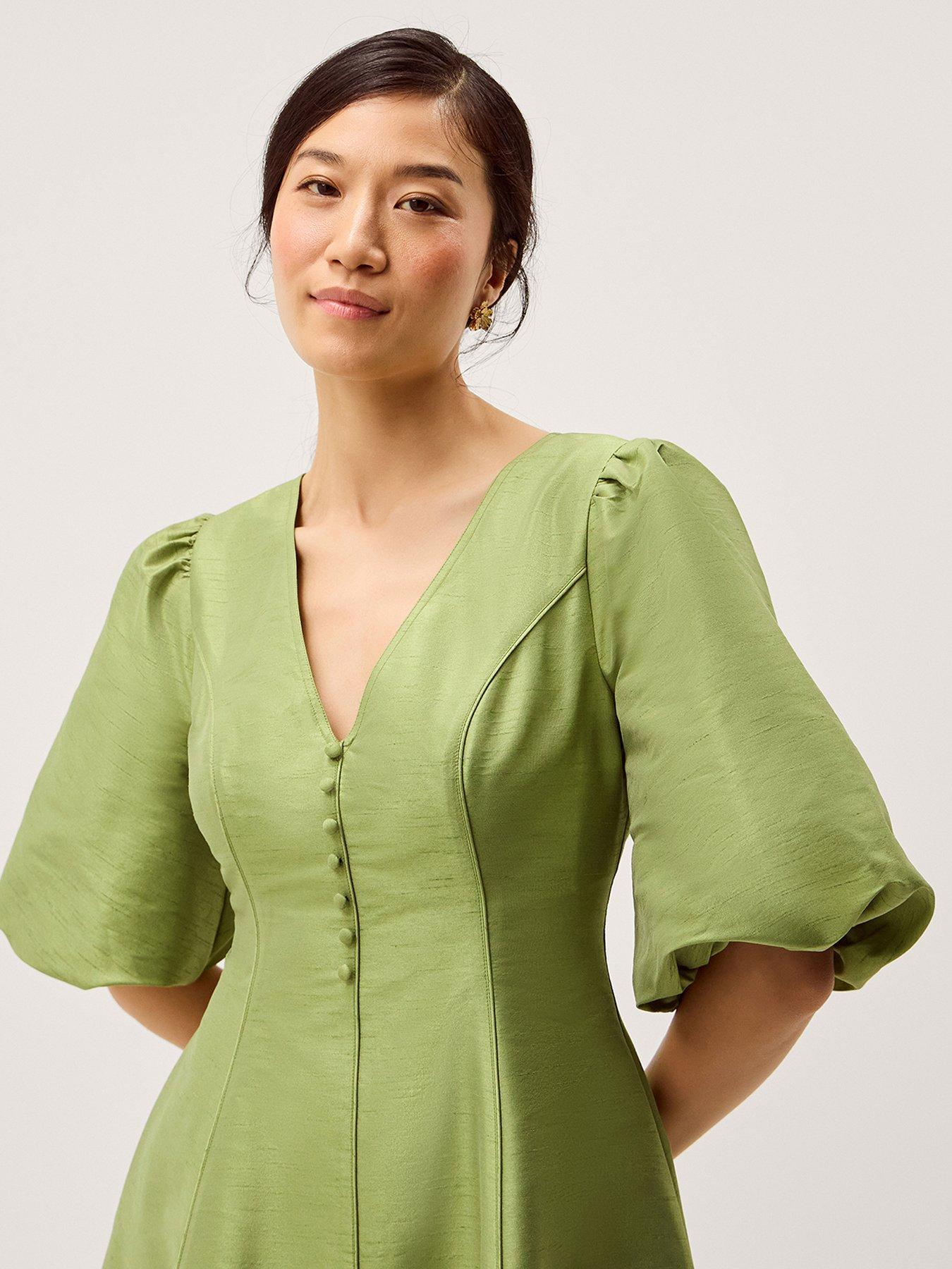 Image 3 of 5 of Monsoon Beatrice A-Line Midi Dress - Green