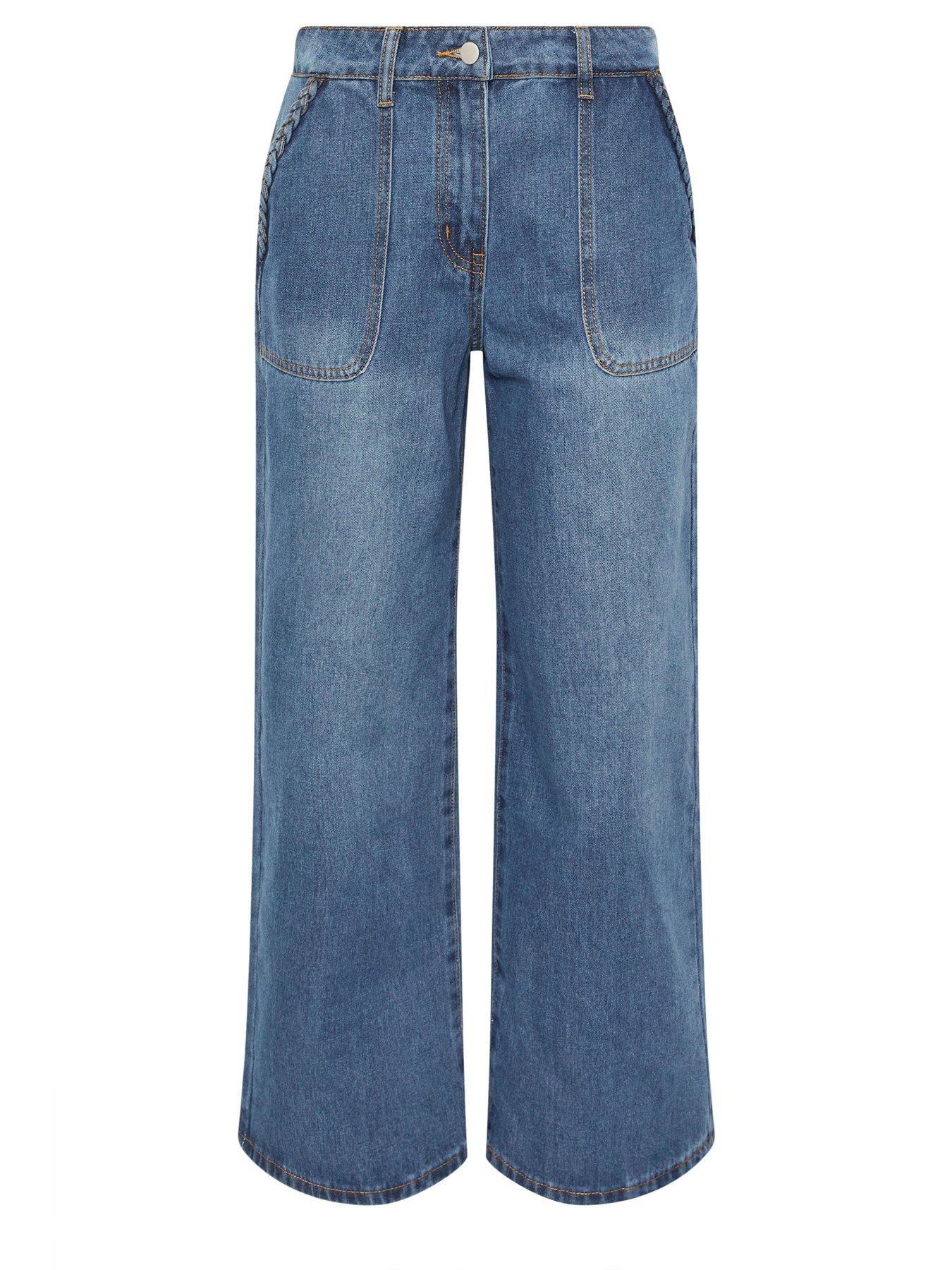 Image 4 of 4 of PixieGirl Petite Plait Pocket Wide Leg Jeans