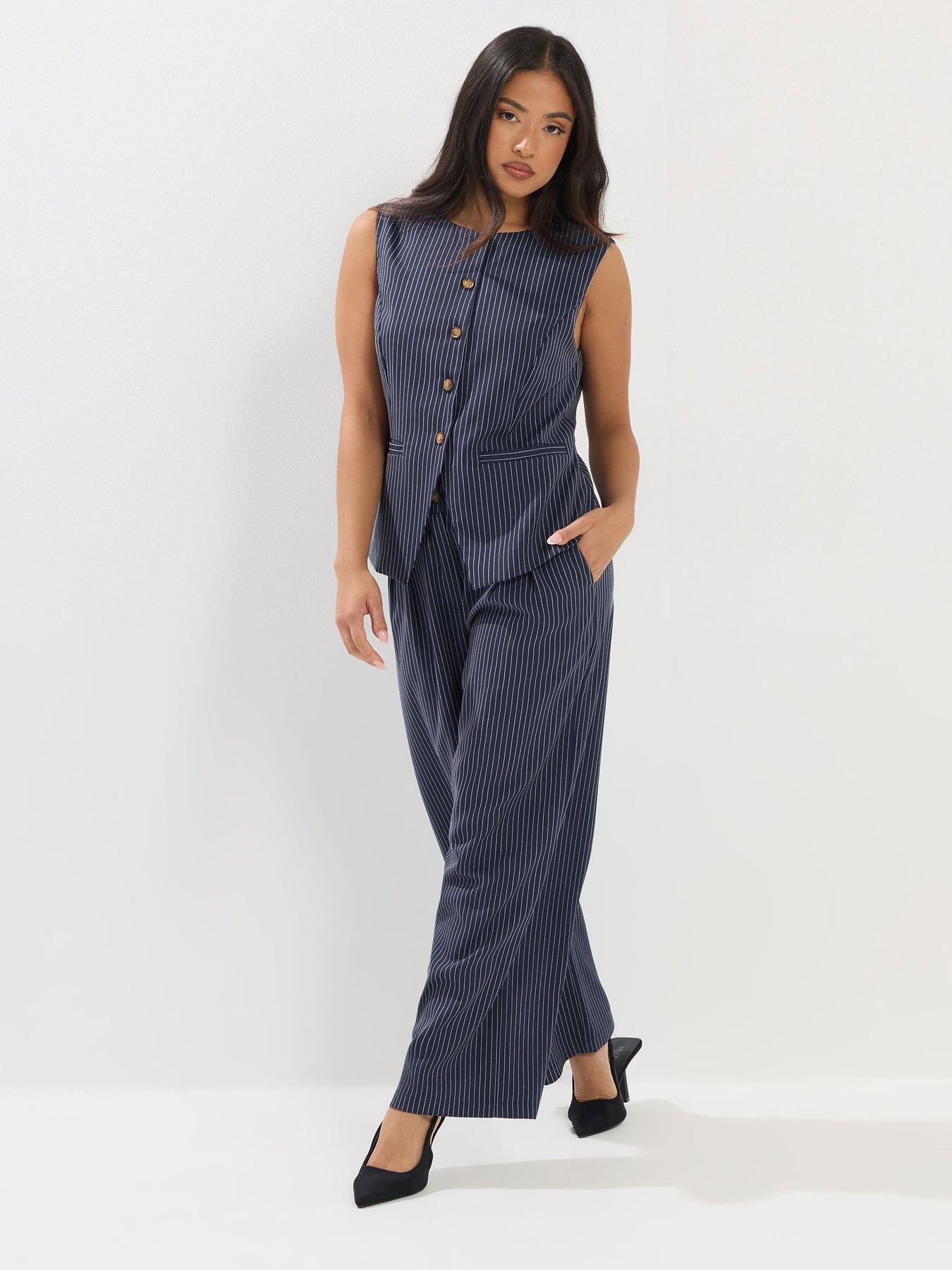  image of pixiegirl-petite-pinstripe-high-neck-waistcoat