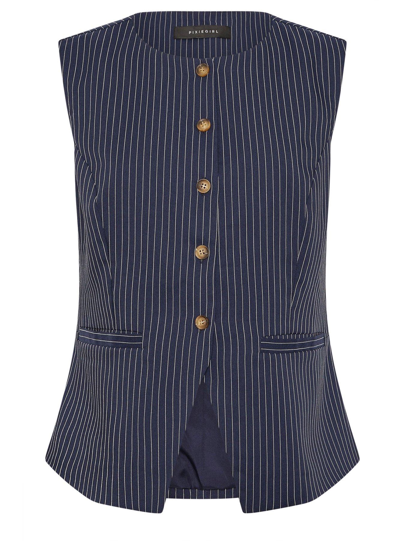  image of pixiegirl-petite-pinstripe-high-neck-waistcoat