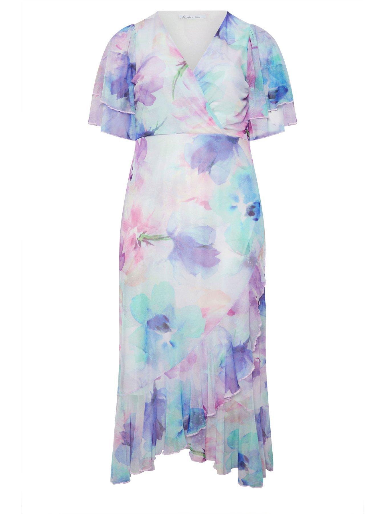 Image 6 of 6 of Yours Curve Wrap Ruffle Mesh Dress