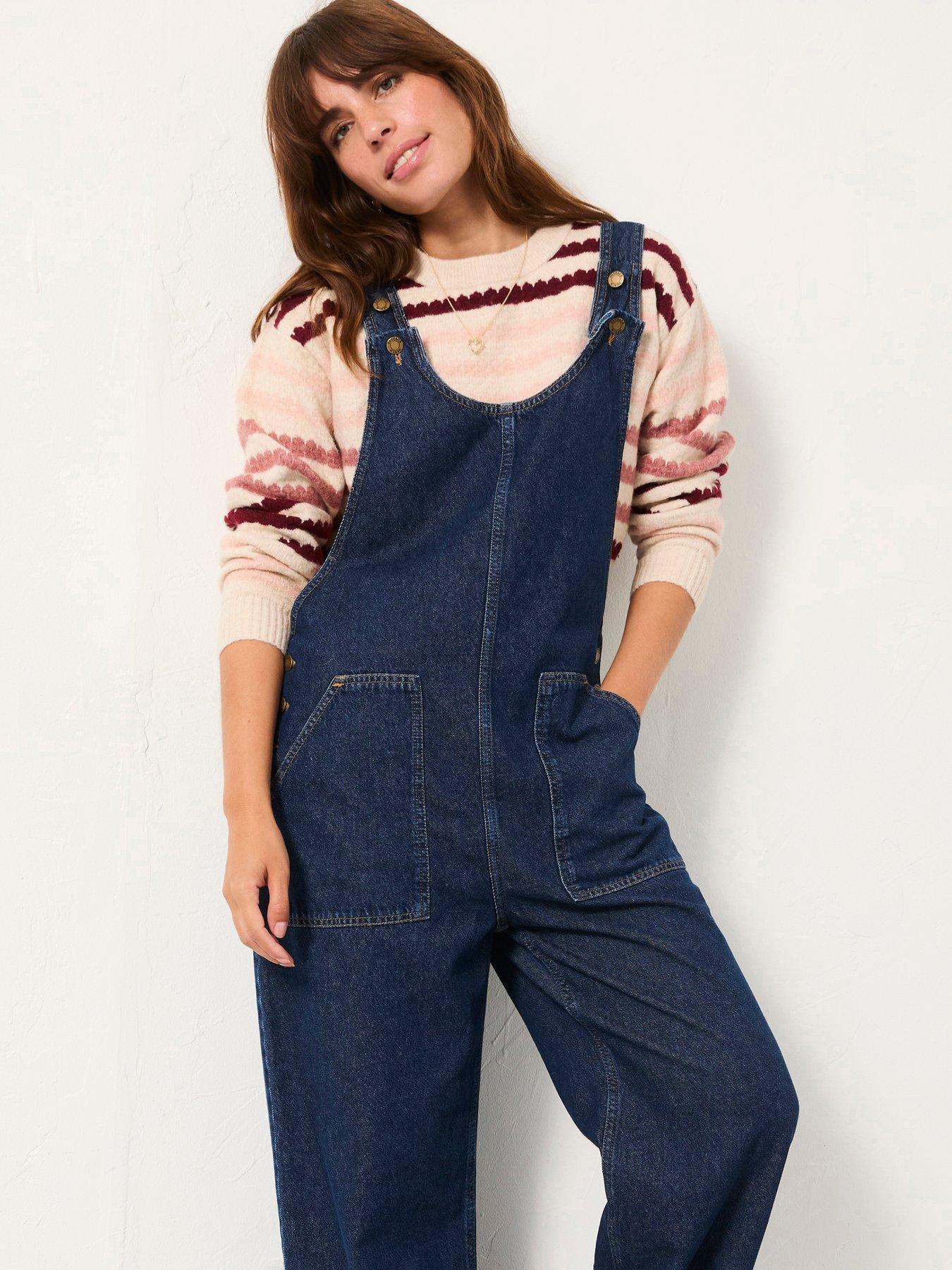  image of fatface-raffles-denim-dungarees-blue