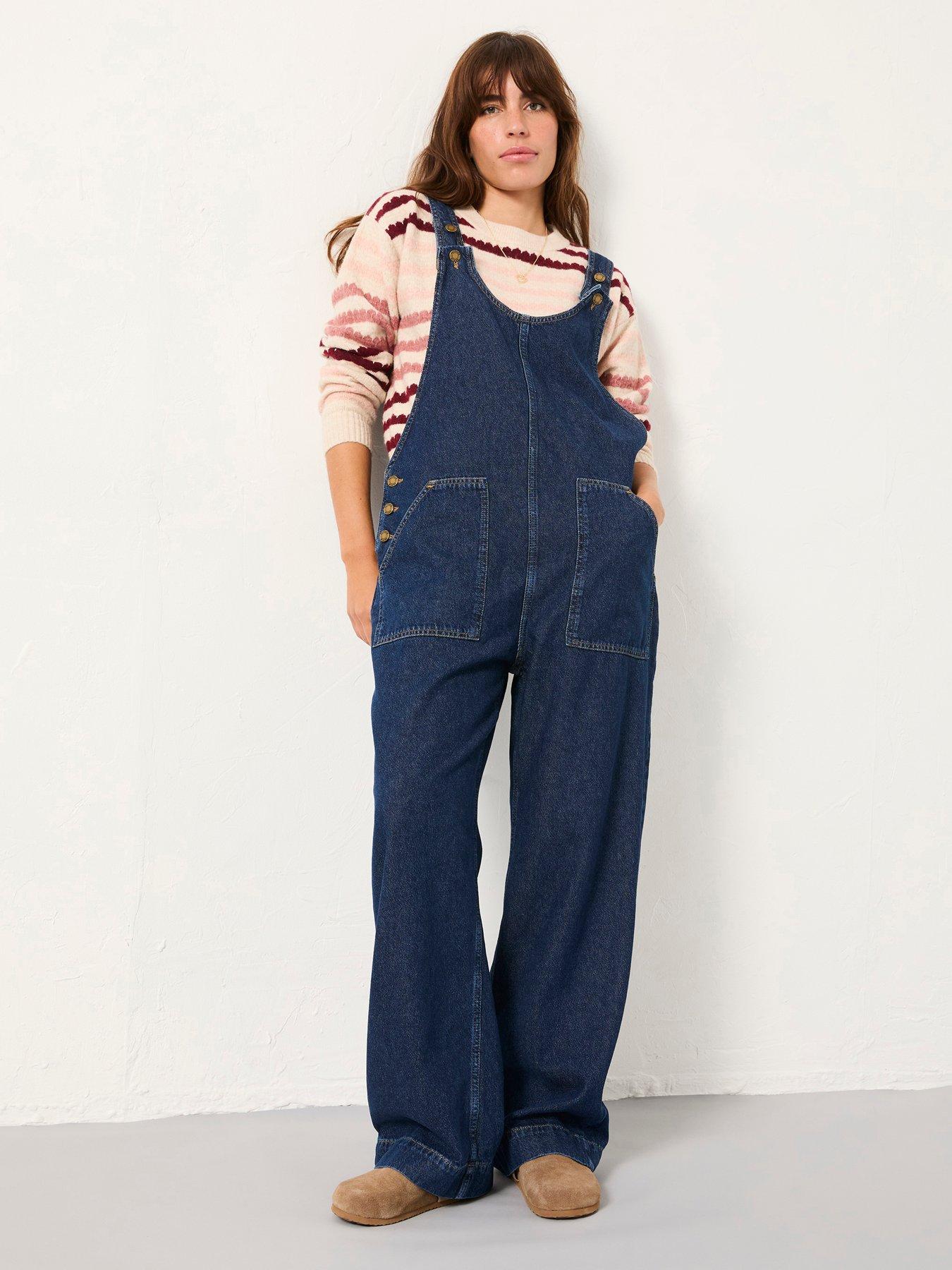  image of fatface-raffles-denim-dungarees-blue