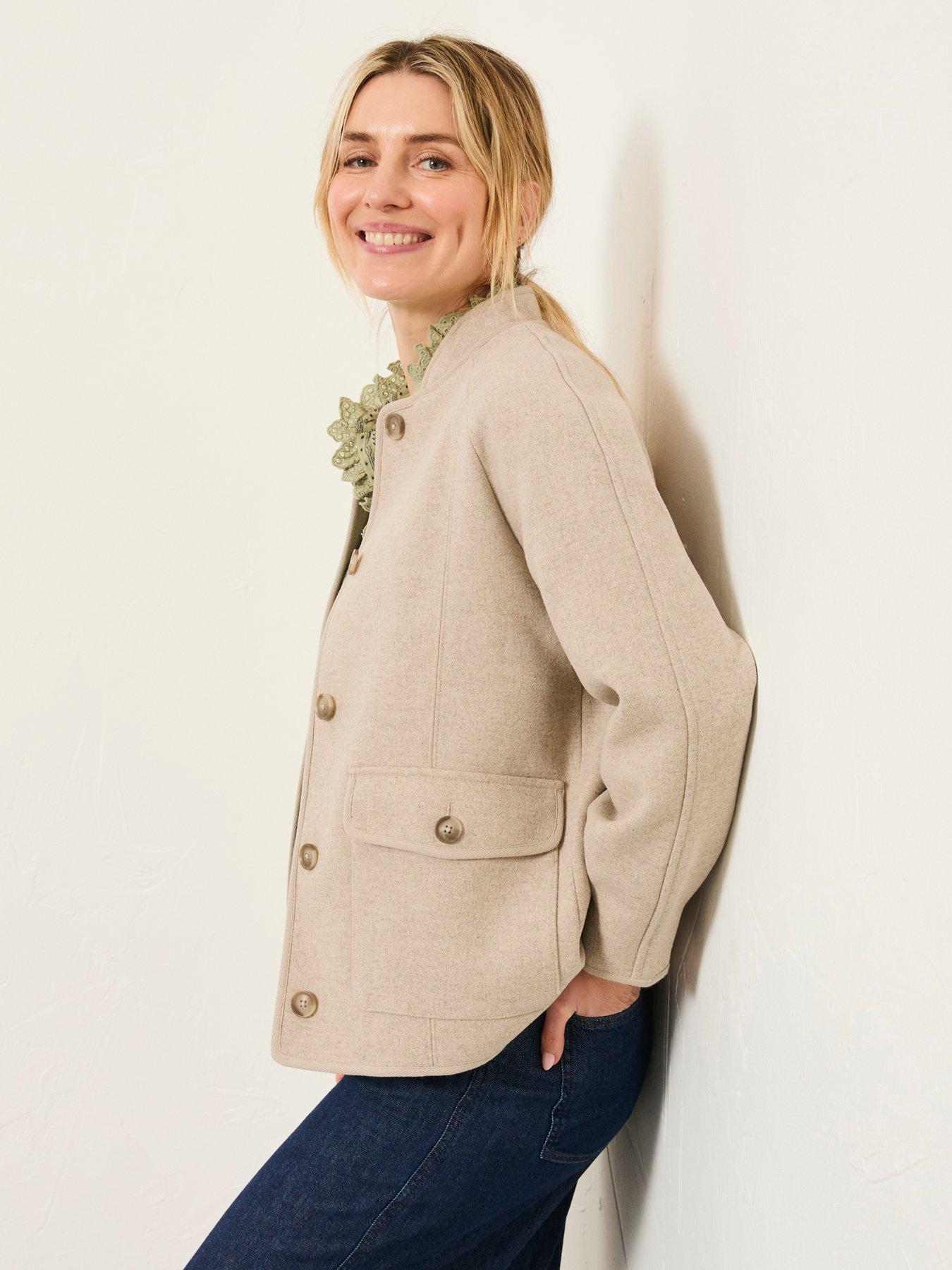 Image 1 of 6 of FatFace Orla Wool Jacket - Natural