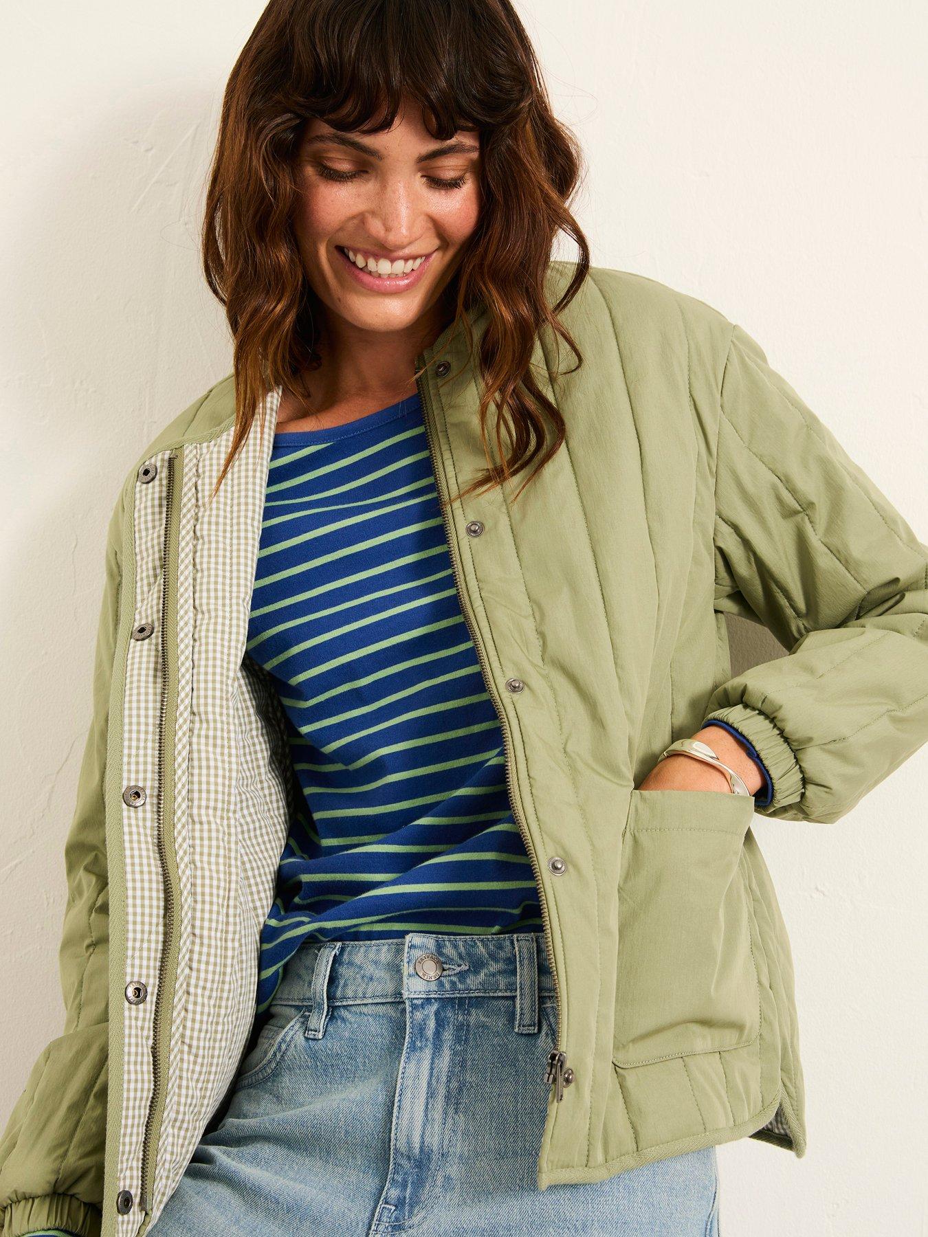 front image of fatface-raya-quilted-jacket-sage-green