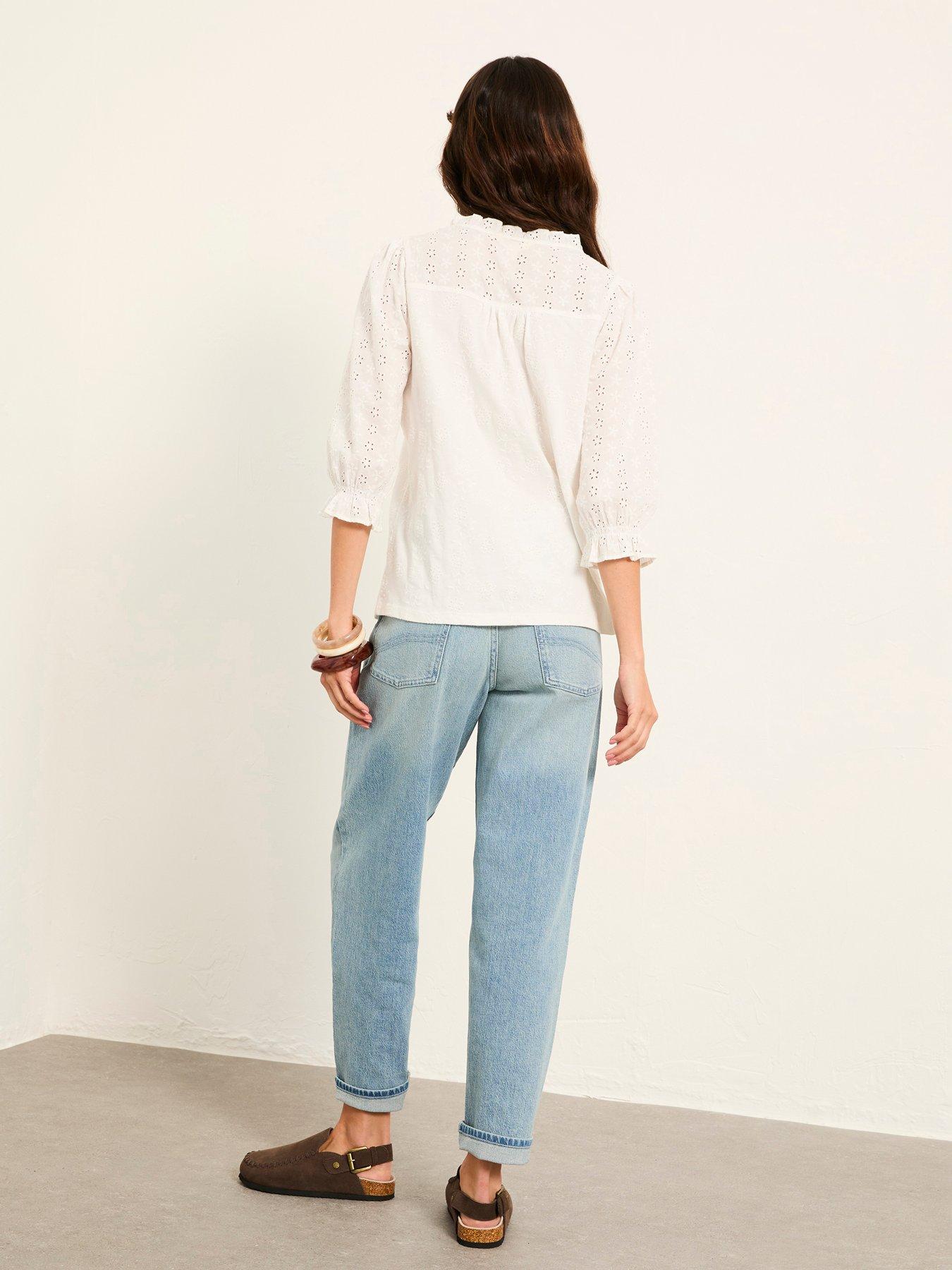 Image 2 of 5 of FatFace Claire Broderie Top - Ivory