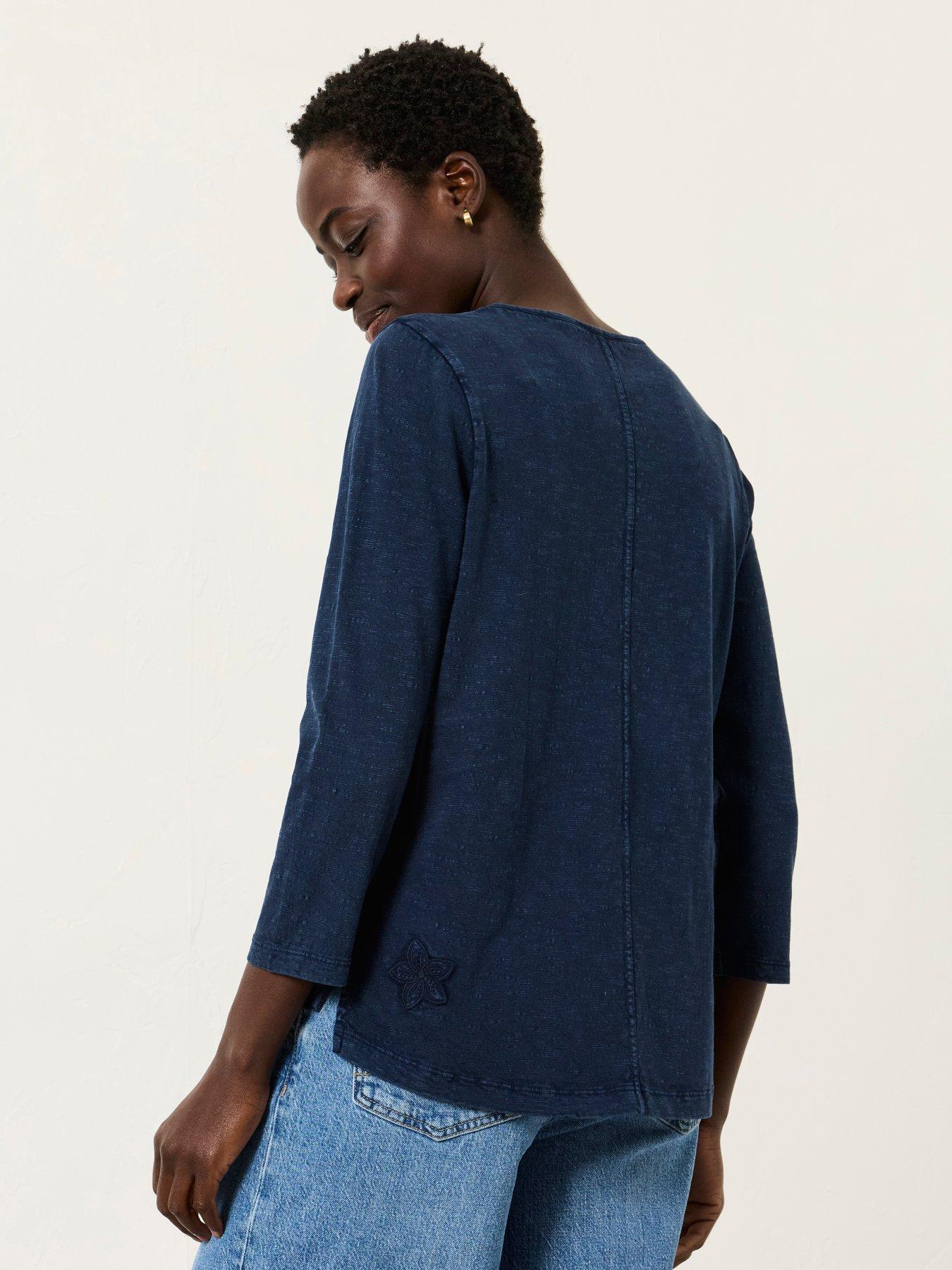 Image 2 of 7 of FatFace Natalie Flower Top - Denim Blue